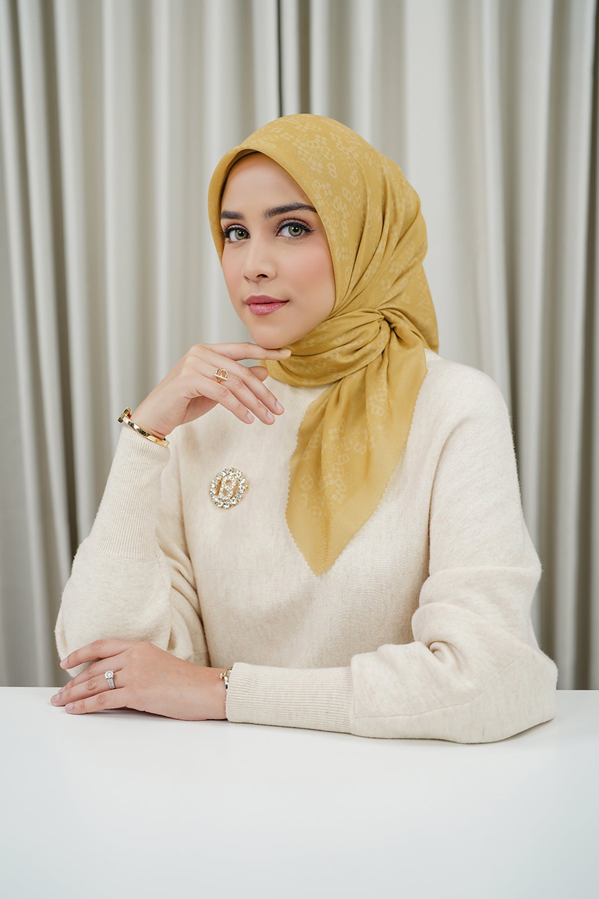 Monogram Scramble Voile Square - Ochre