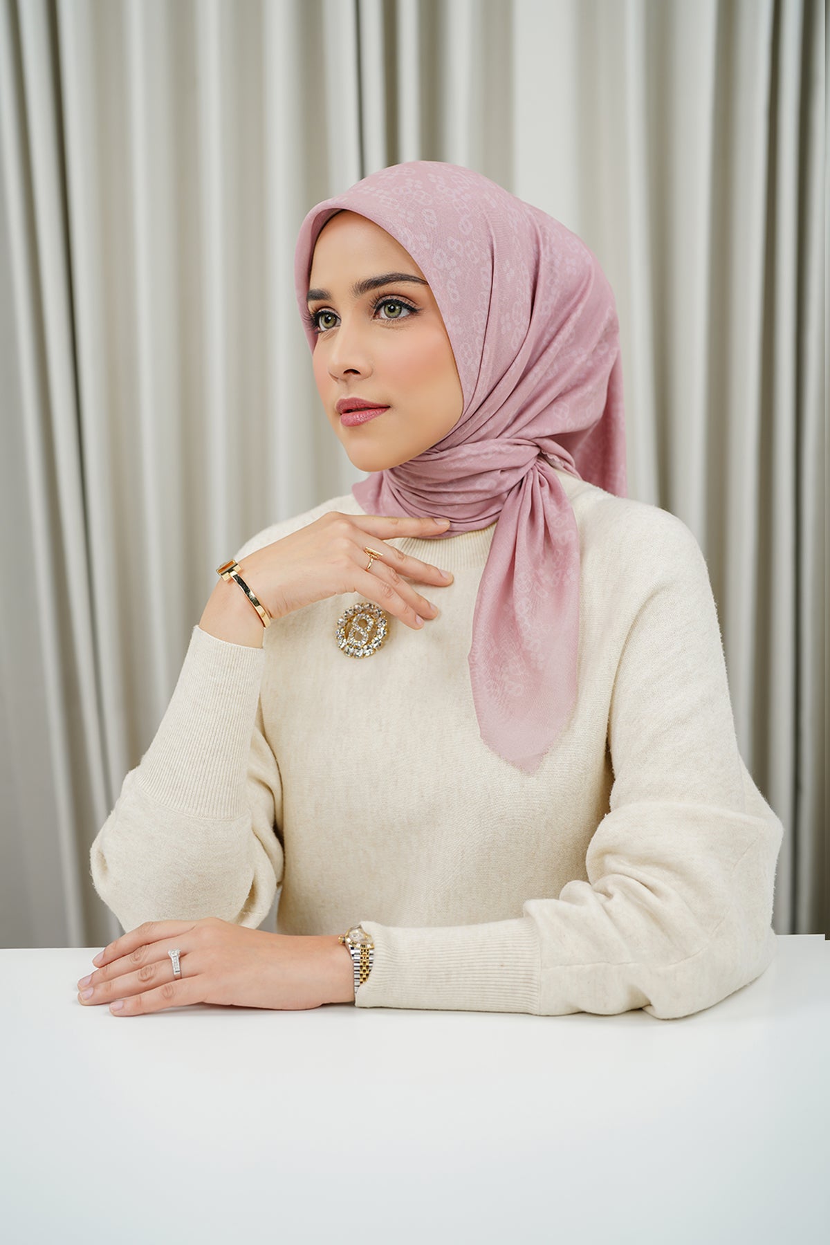 Monogram Scramble Voile Kare - Şakayık