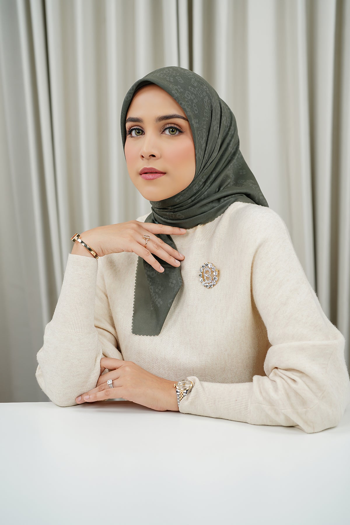 Monogram Scramble Voile Kare - Çam