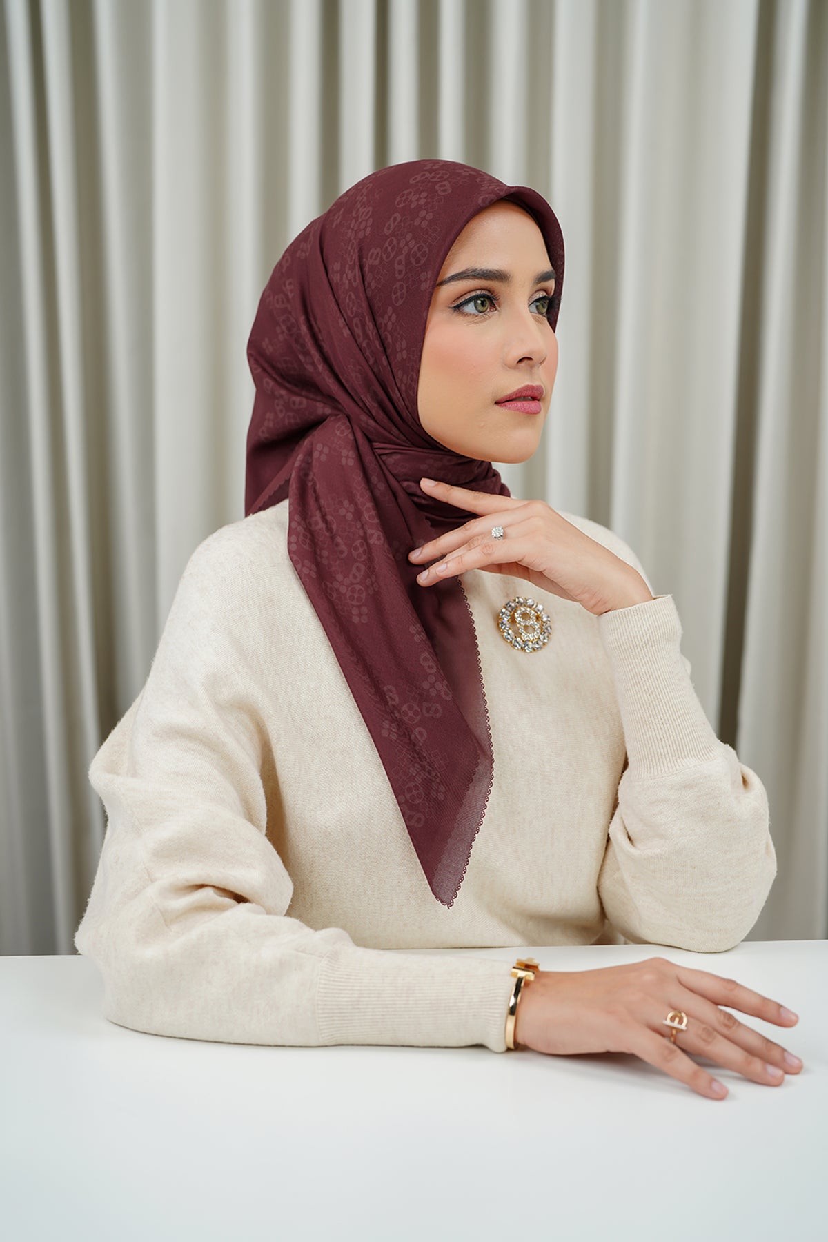 Monogram Scramble Voile Kare - Nar