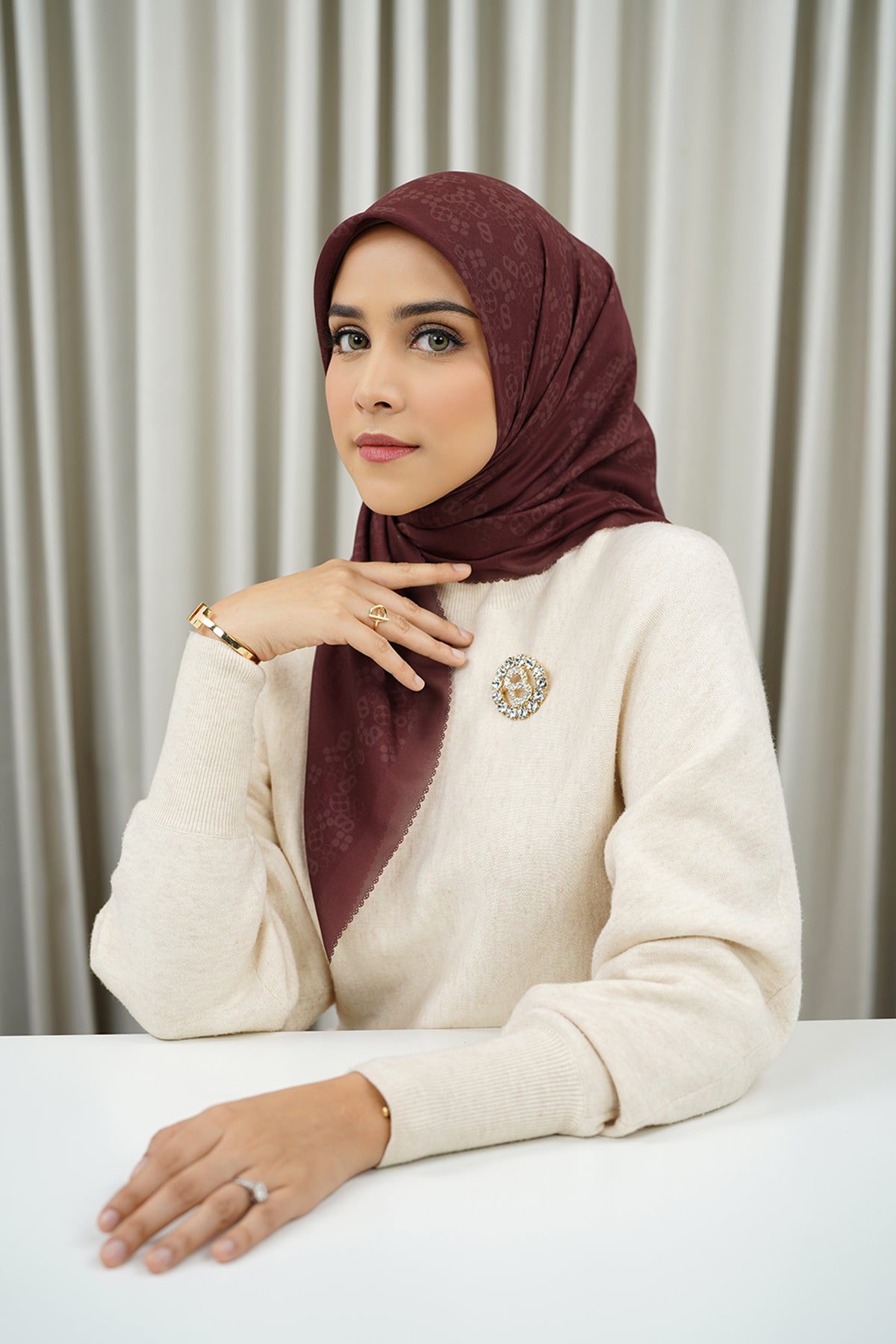 Monogram Scramble Voile Kare - Nar