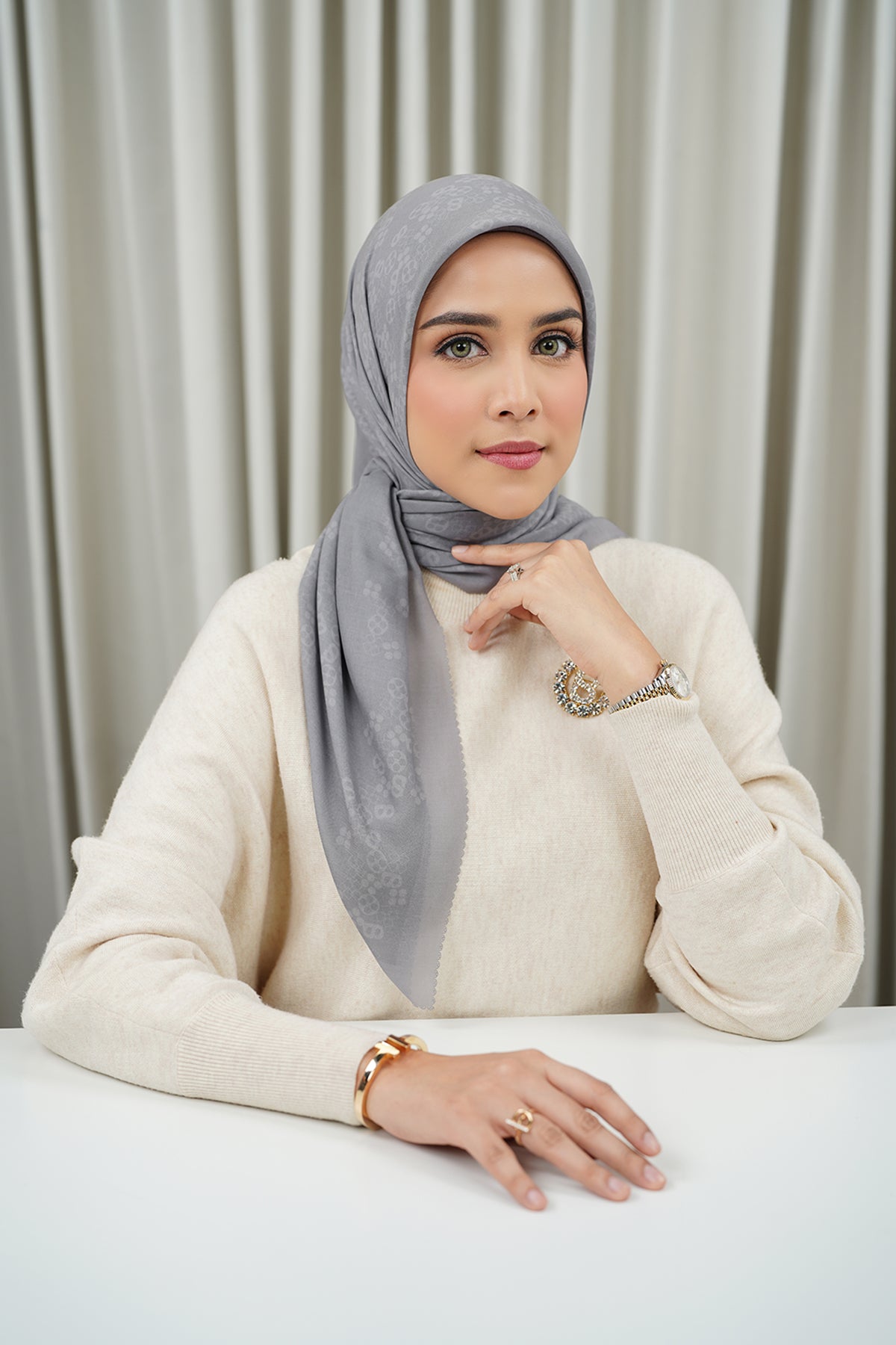 Monogram Scramble Voile Square - Slate Gray