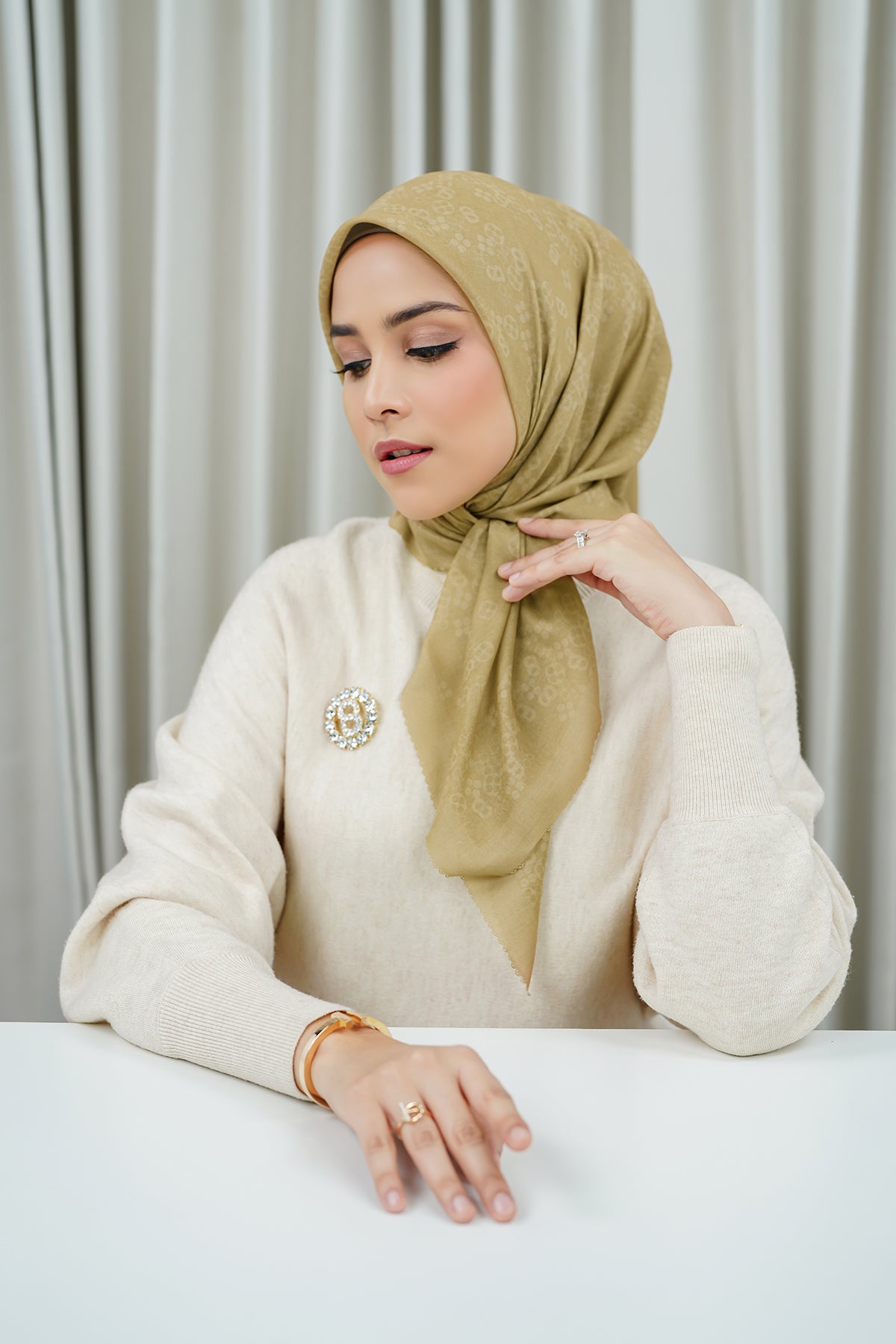 Monogram Scramble Voile Kare - Söğüt