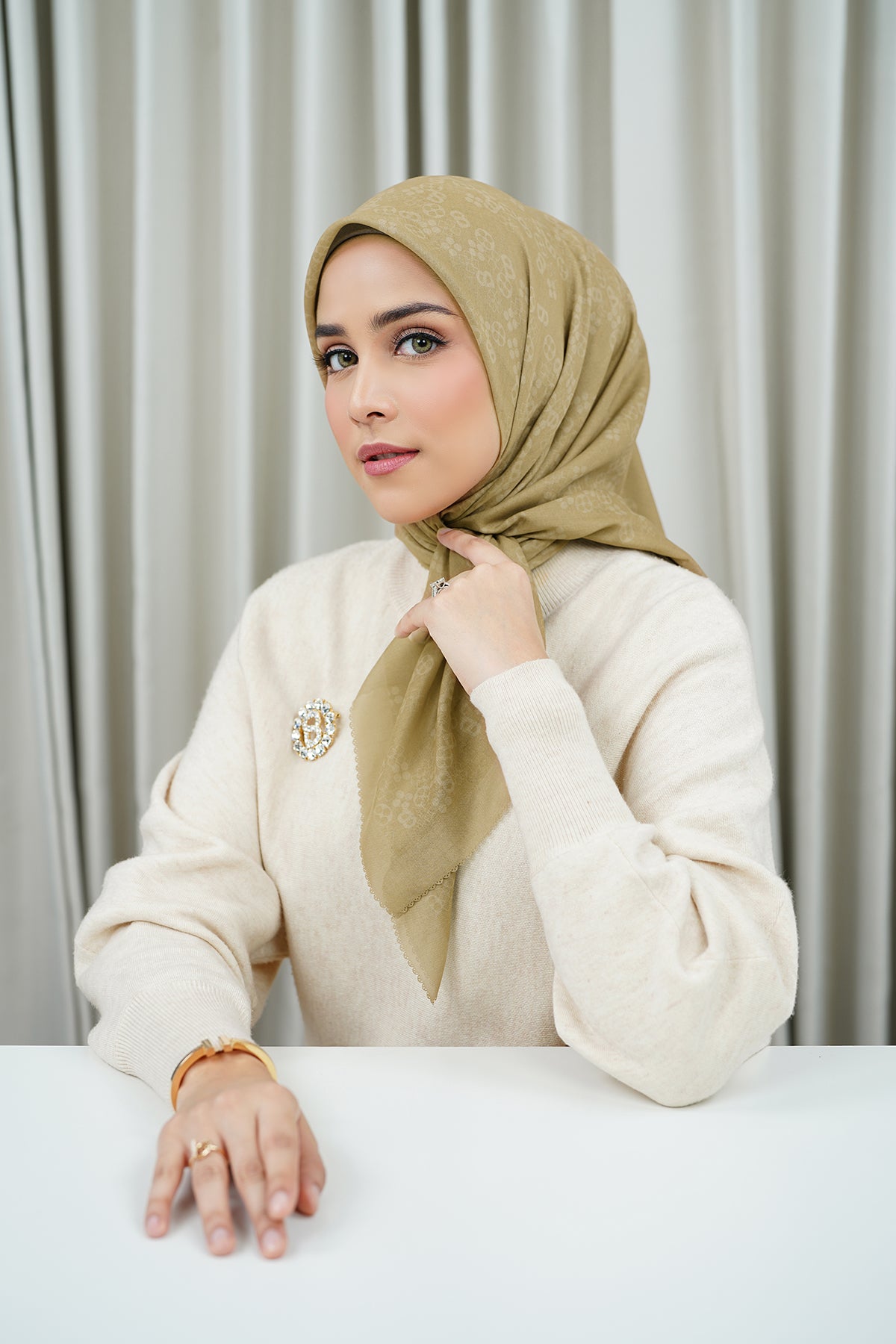 Monogram Scramble Voile Kare - Söğüt