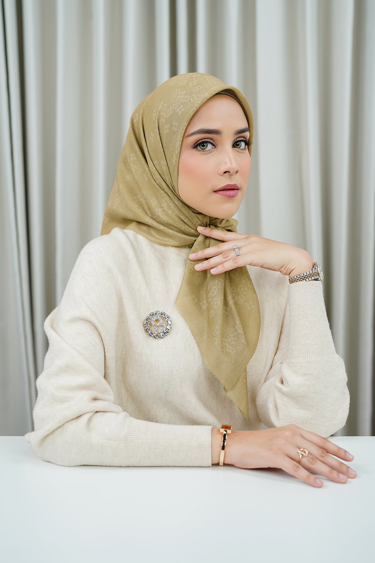 Monogram Scramble Voile Kare - Söğüt