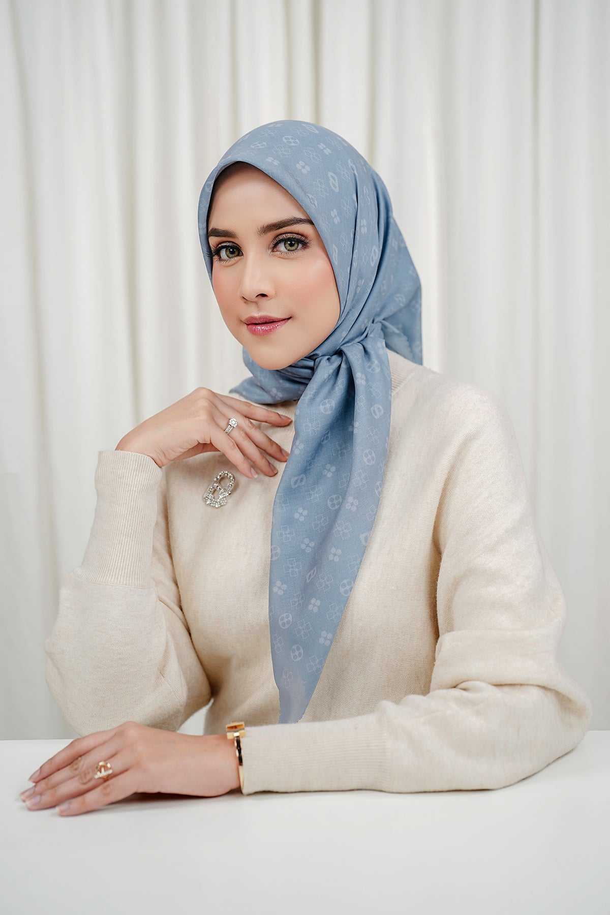 Monogram Voile Square - Blue Jasper