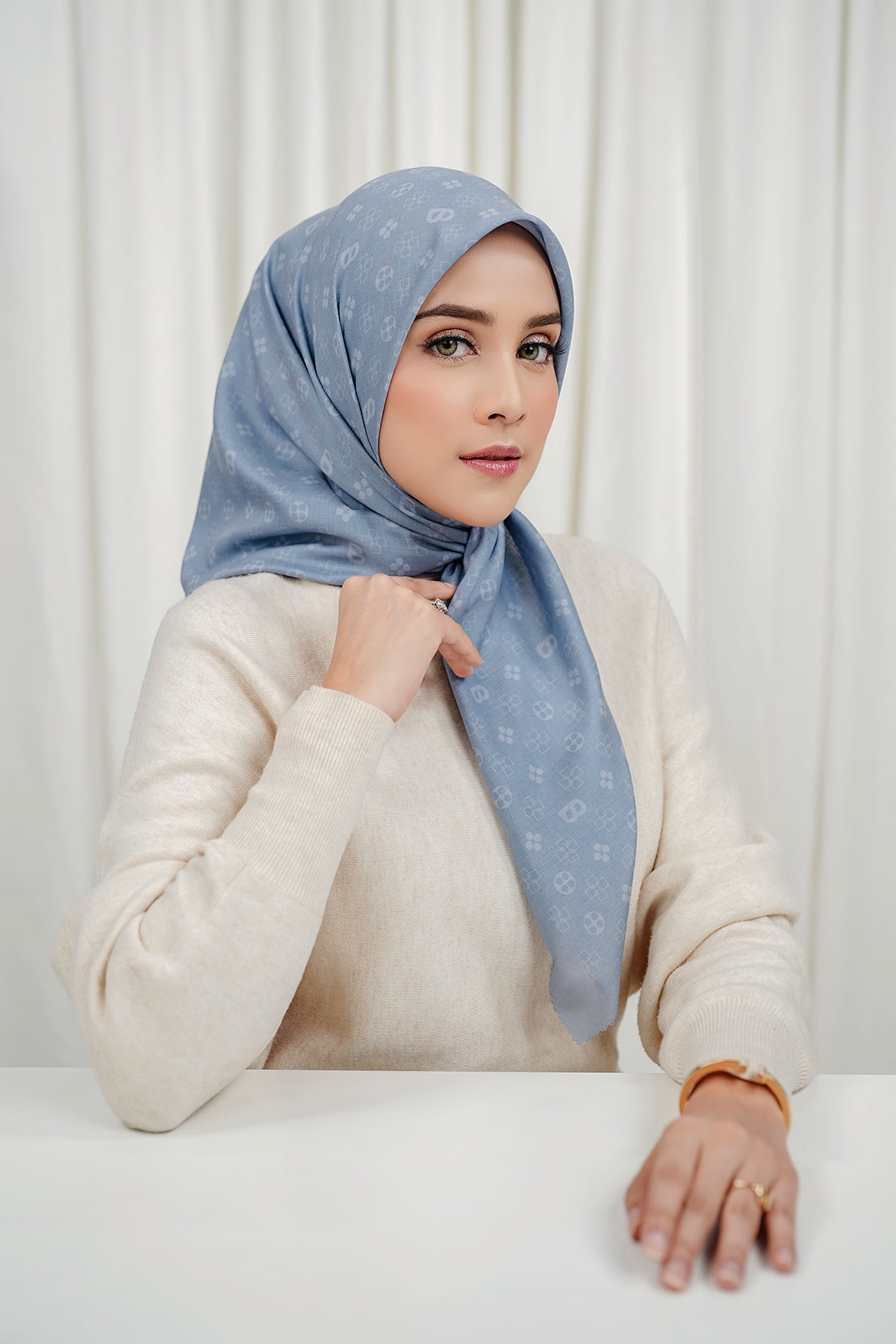 Monogram Voile Square - Blue Jasper