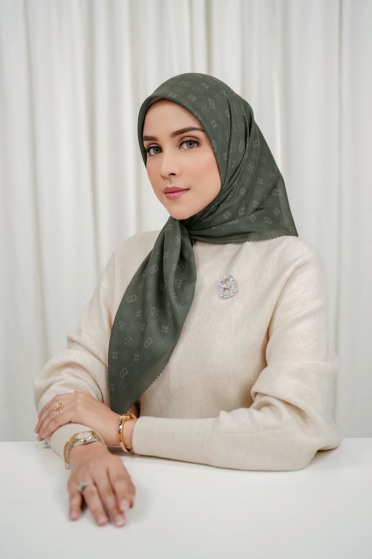 Monogram Voile Square - Dark Forest