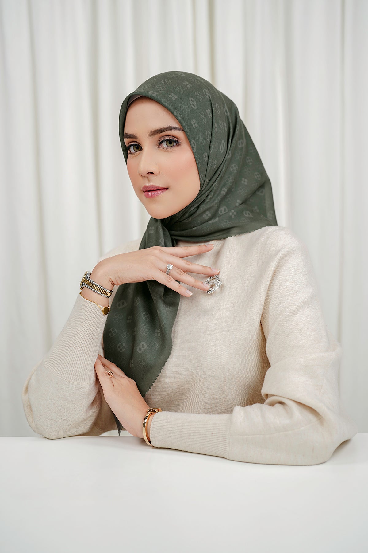 Monogram Voile Square - Dark Forest