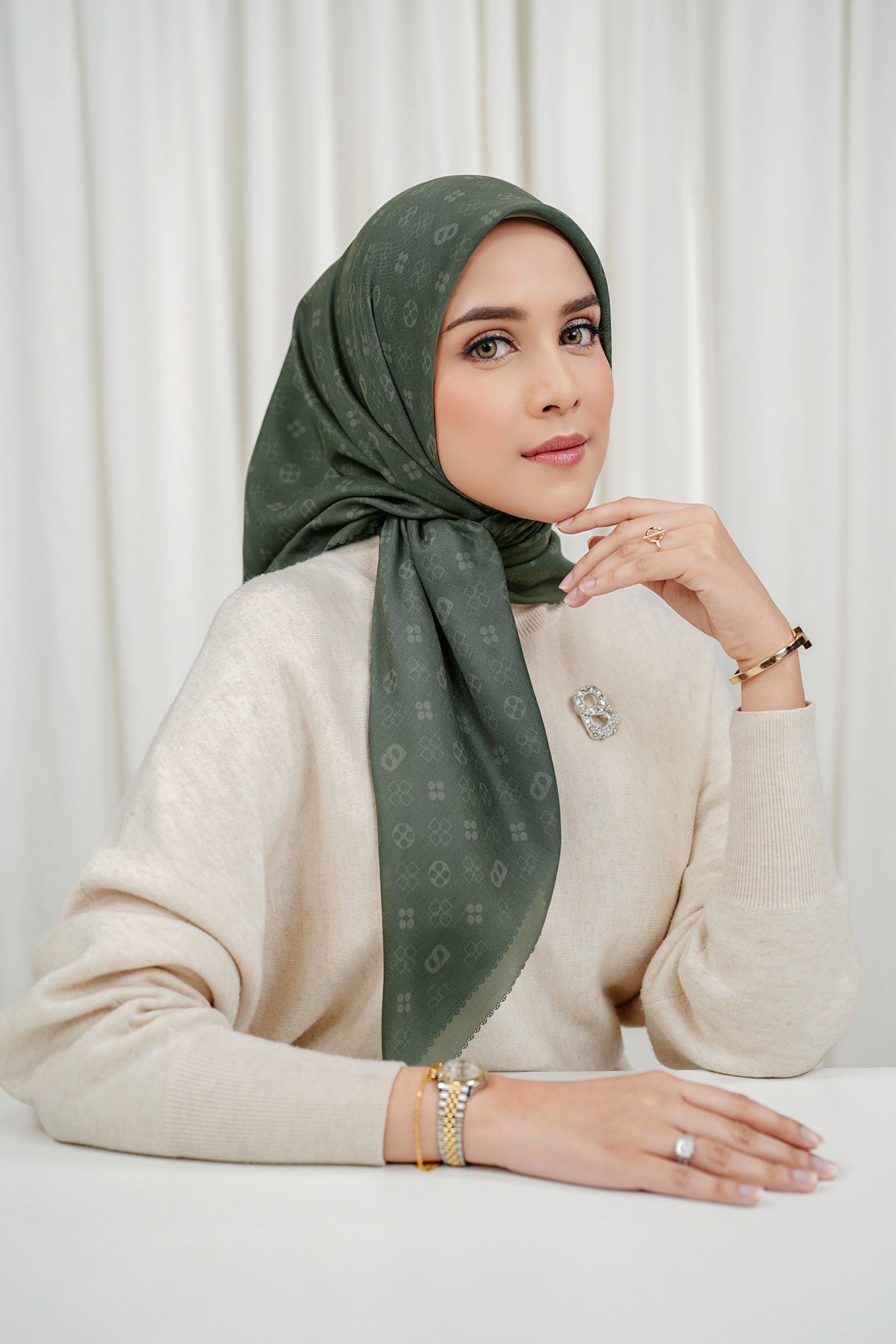 Monogram Voile Square - Dark Forest