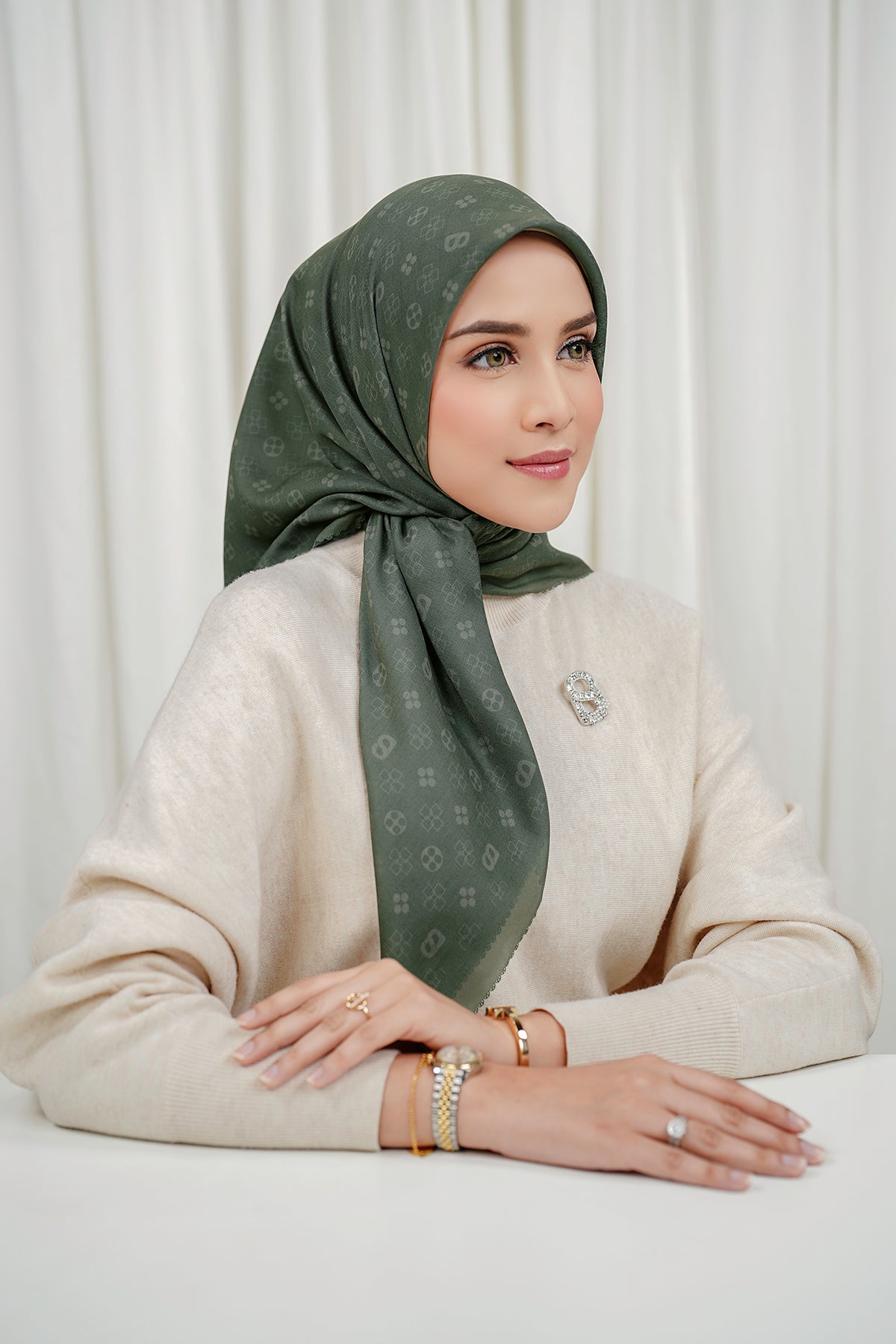 Monogram Voile Square - Dark Forest