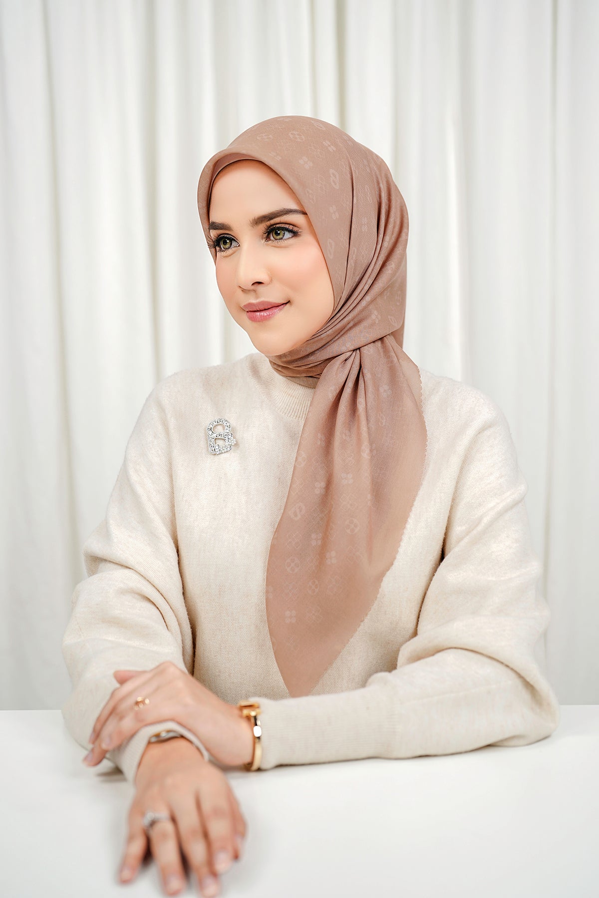 Monogram Voile Square - Misty Rose