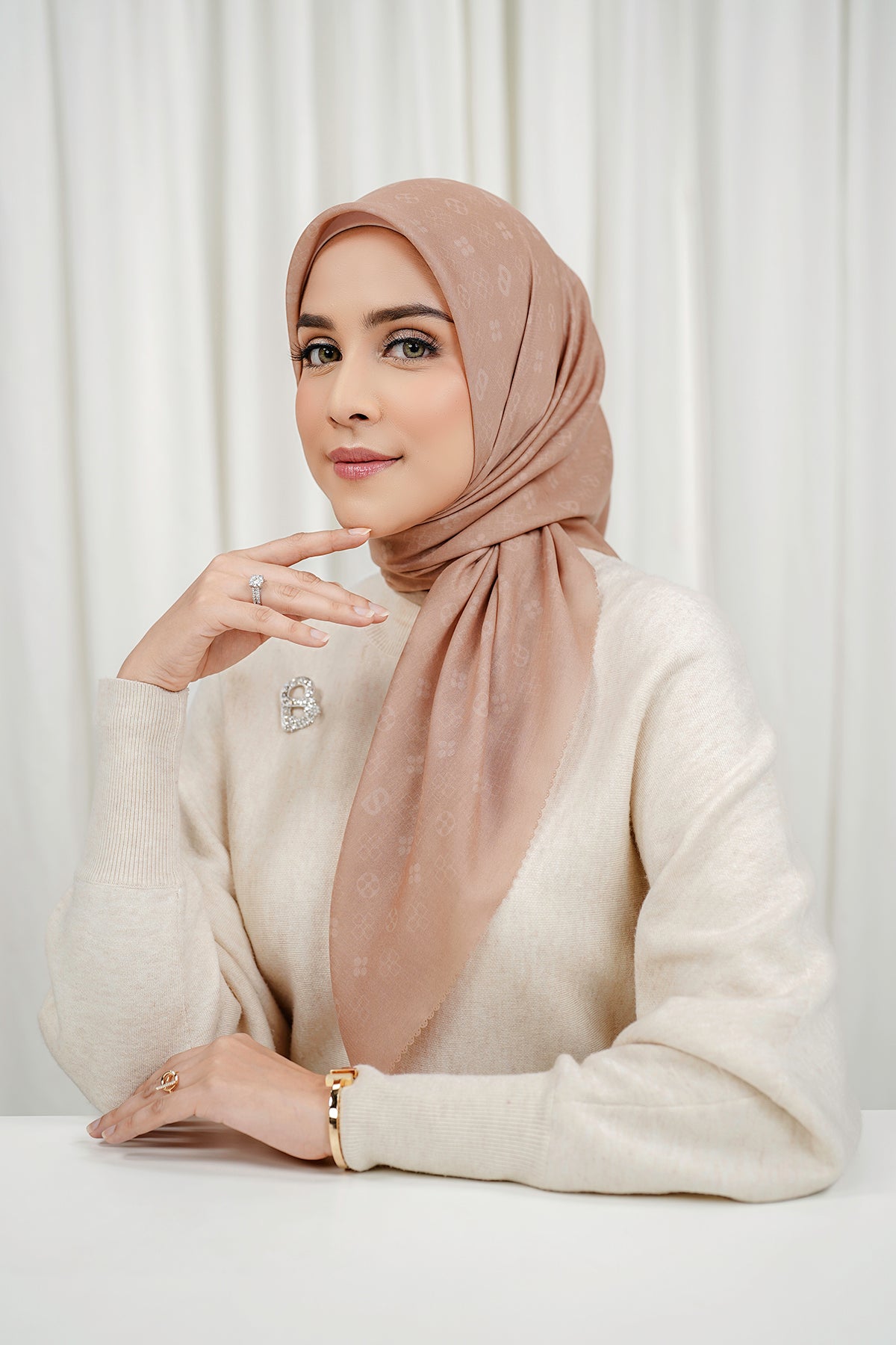 Monogram Voile Square - Misty Rose