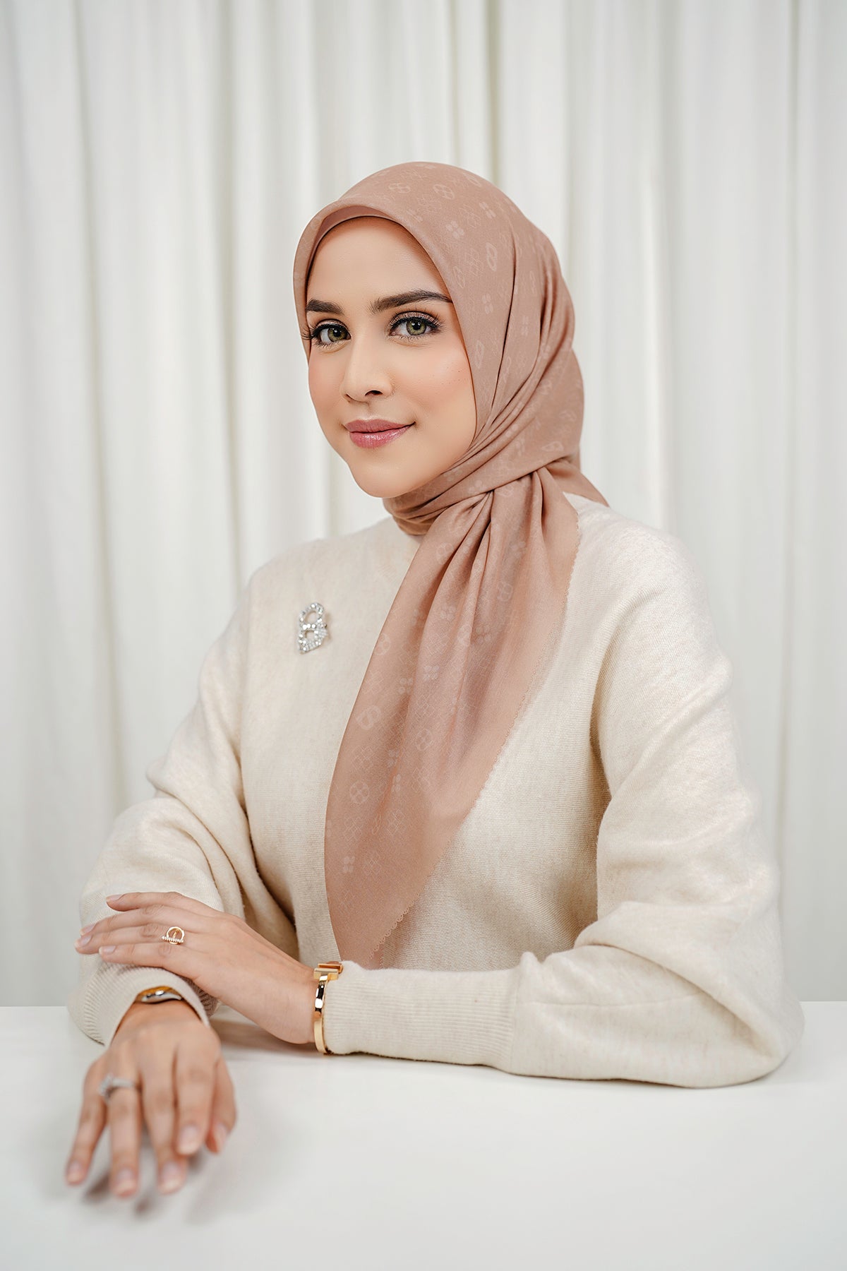 Monogram Voile Square - Misty Rose