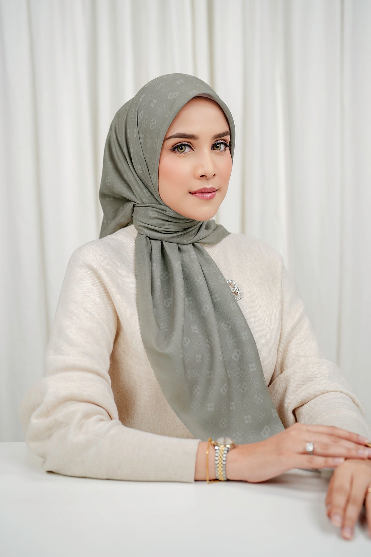 Monogram Voile Square - Mushroom