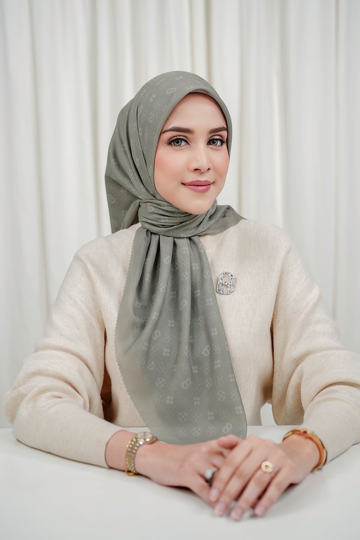 Monogram Voile Square - Mushroom