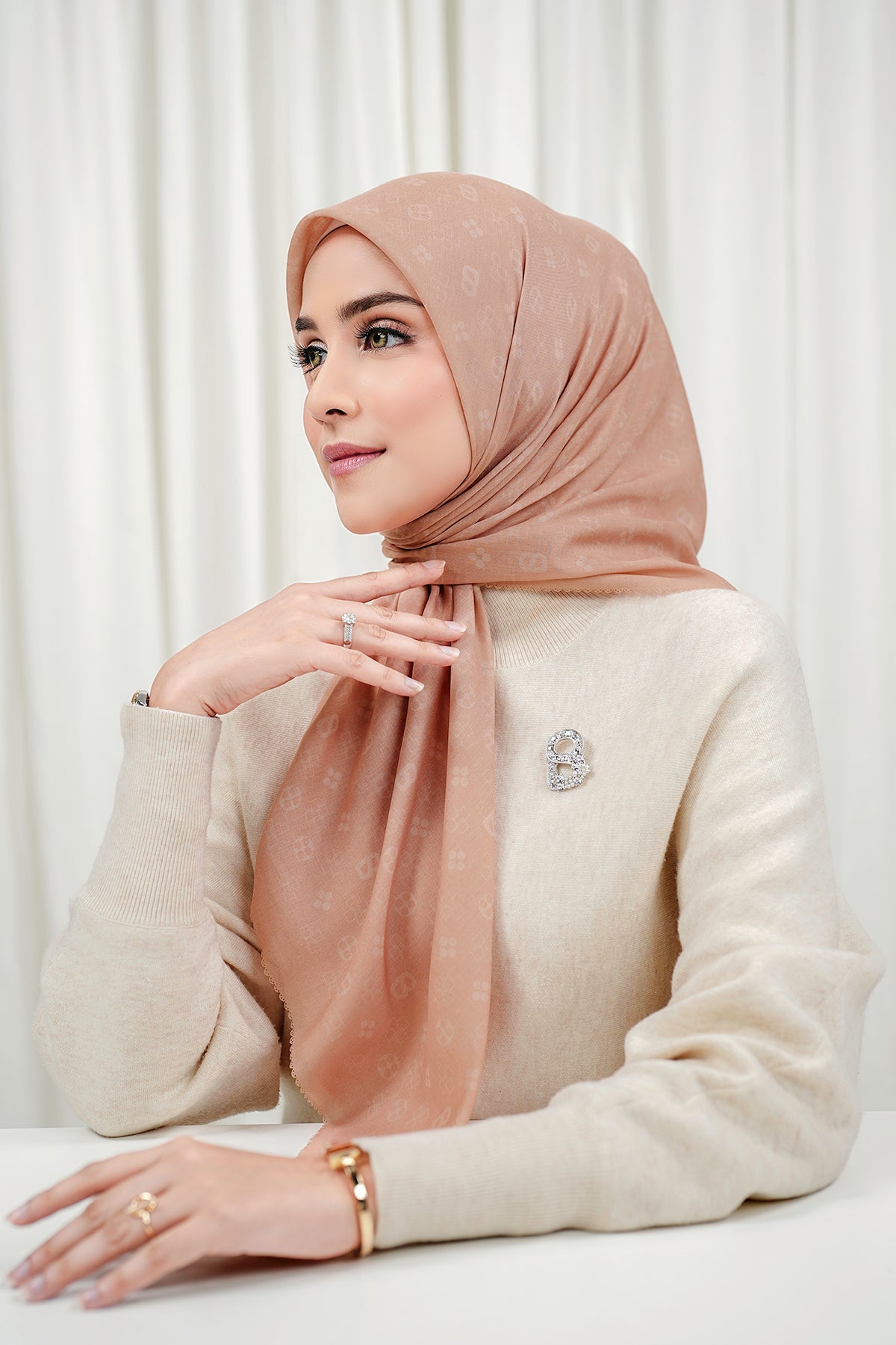 Monogram Voile Square - Persimmon