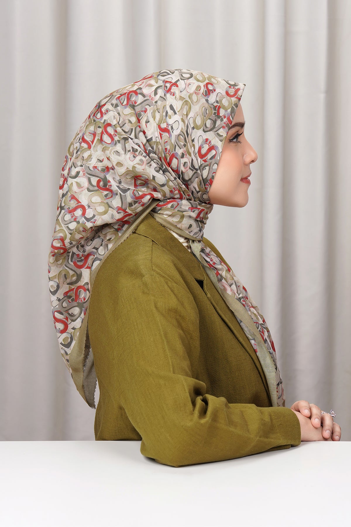 Samla Çok Renkli Kare - Zeytin