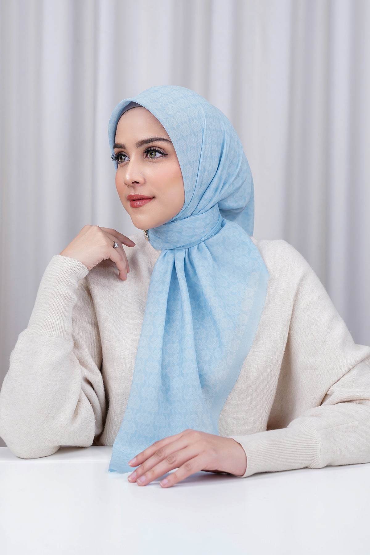 Hasır Voile Kare - Bebek Mavisi