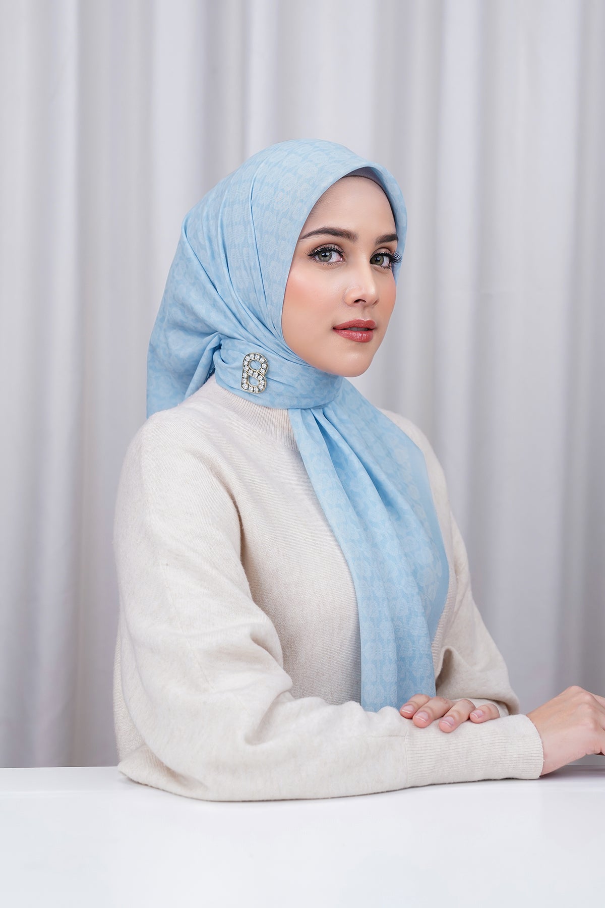 Hasır Voile Kare - Bebek Mavisi