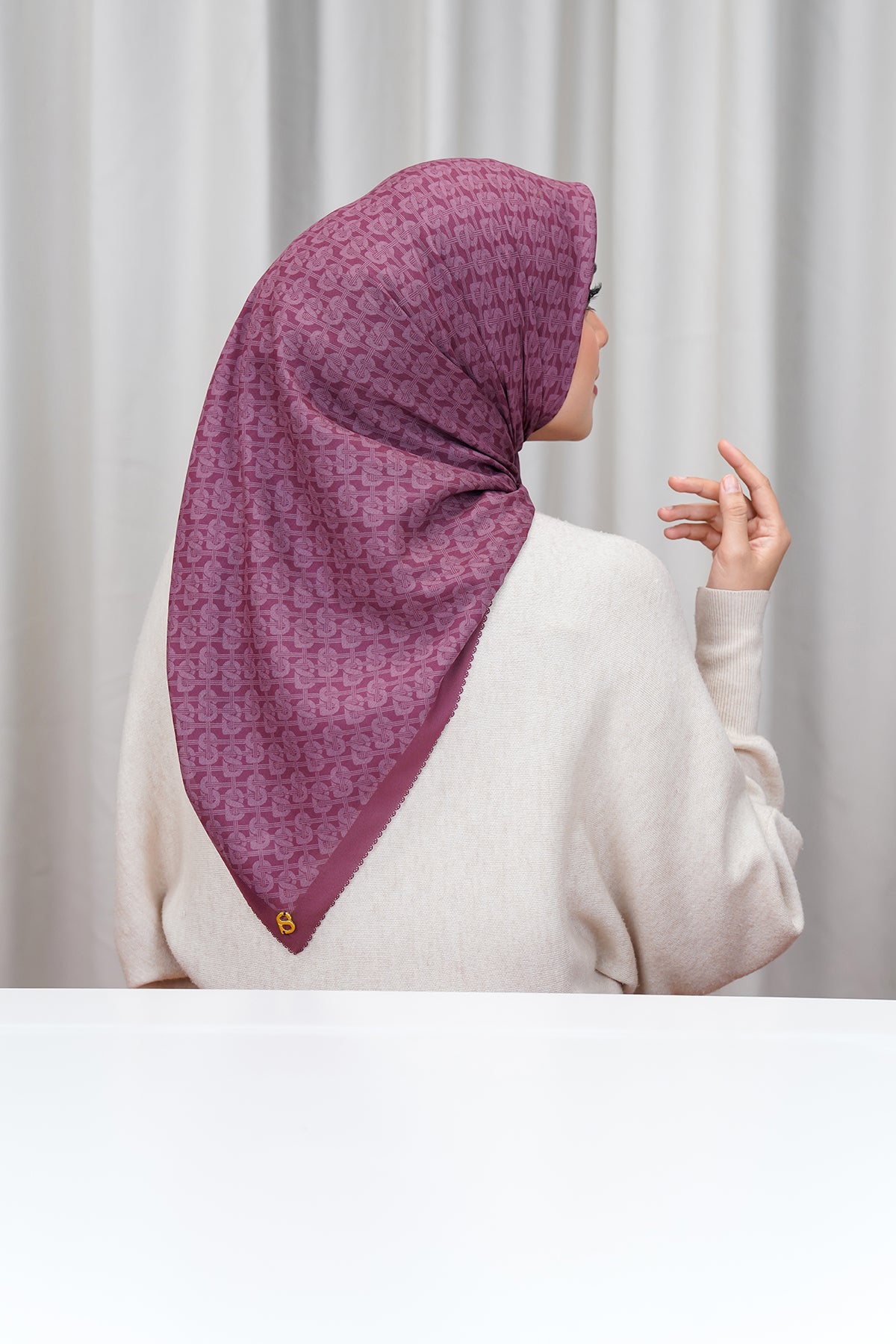 Hasır Voile Kare - Bordo