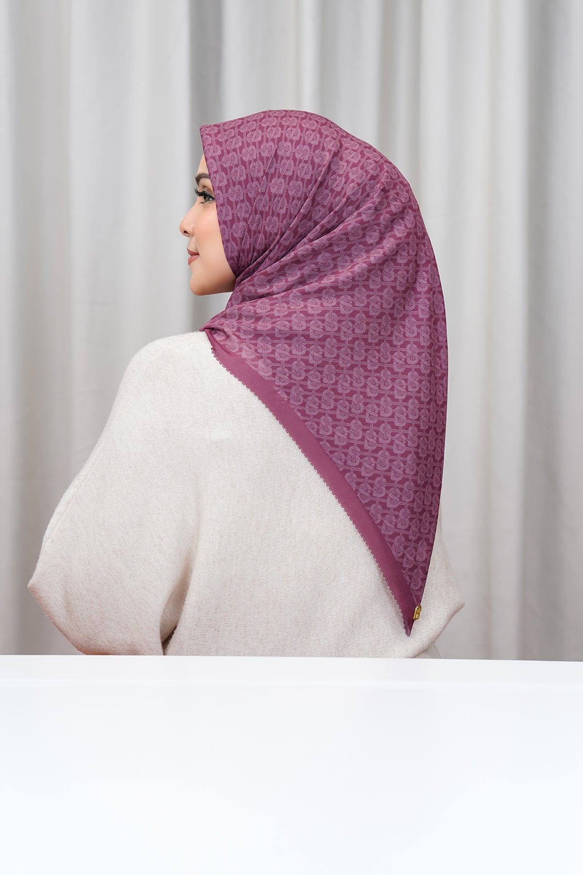 Hasır Voile Kare - Bordo