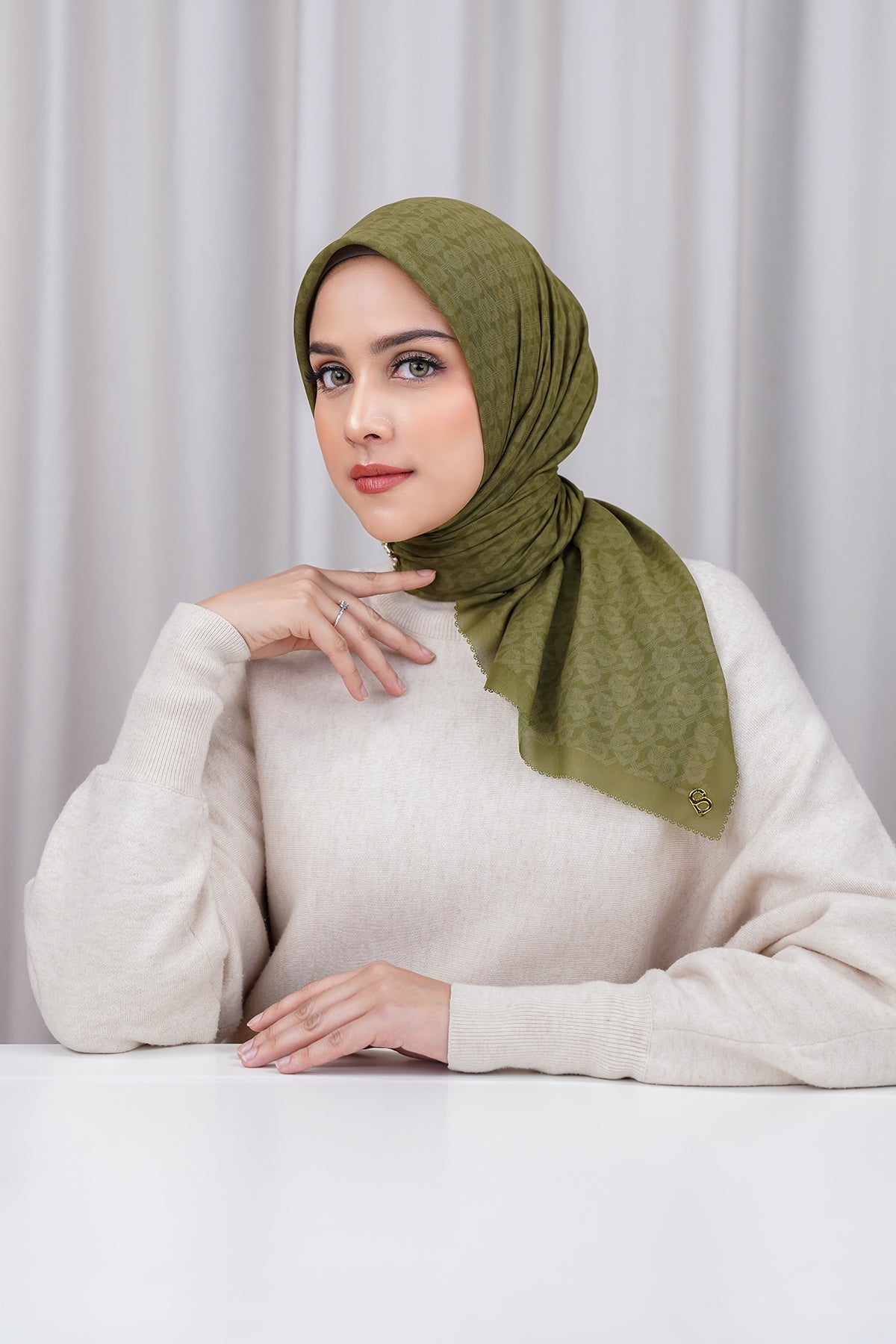 Hasır Vual Kare - Köknar Yeşili