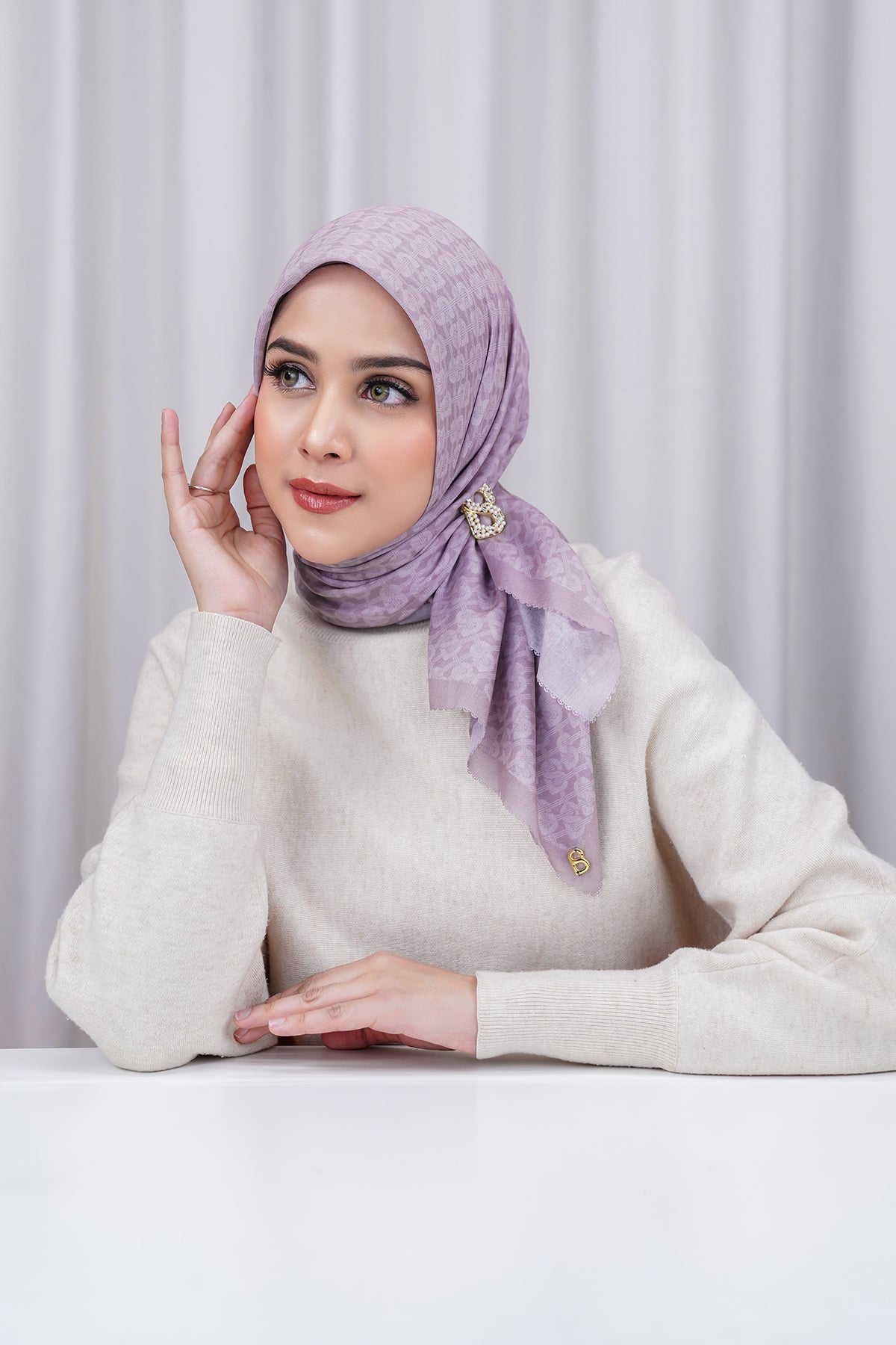 Hasır Vual Kare - Mor Güvercin