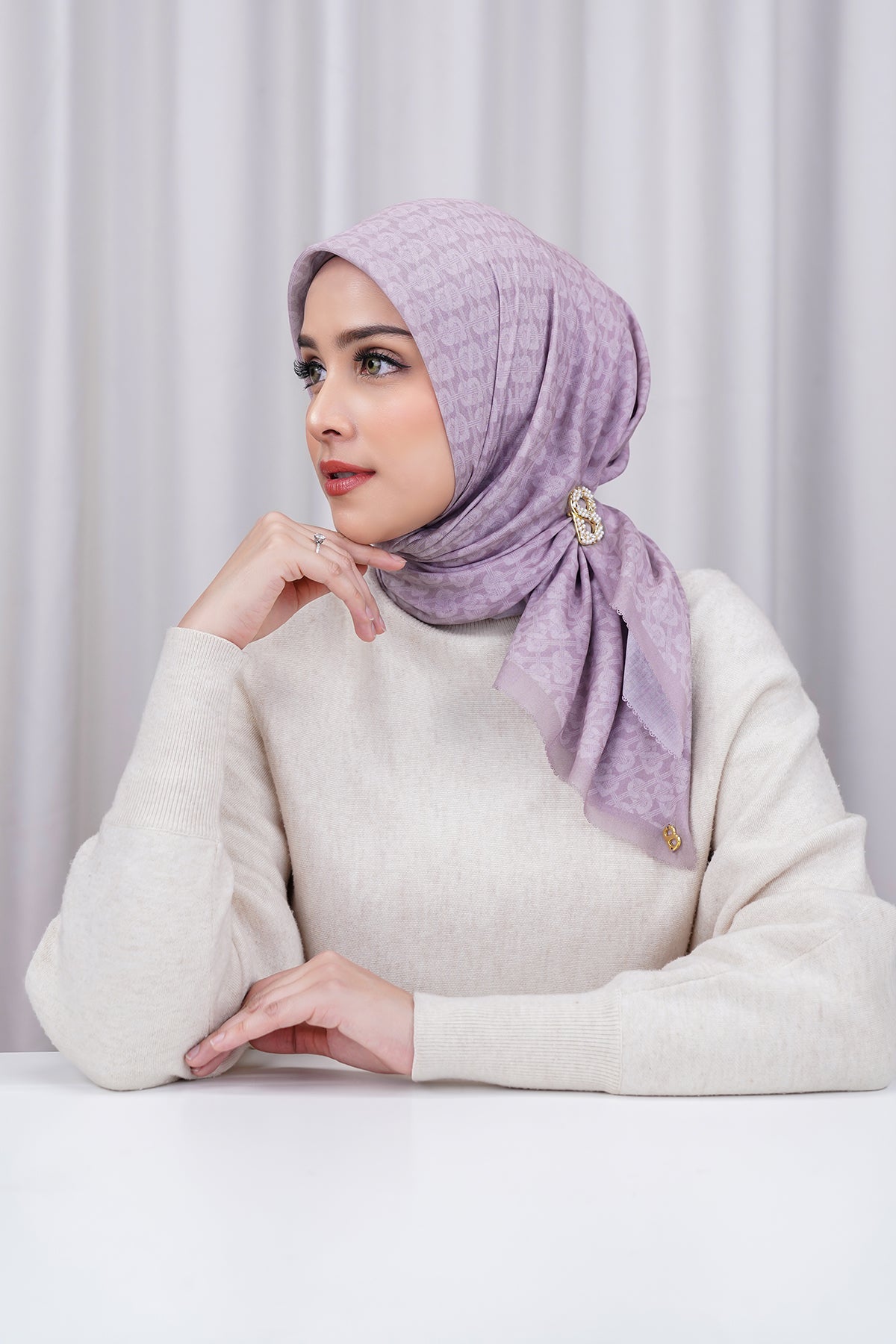 Hasır Vual Kare - Mor Güvercin