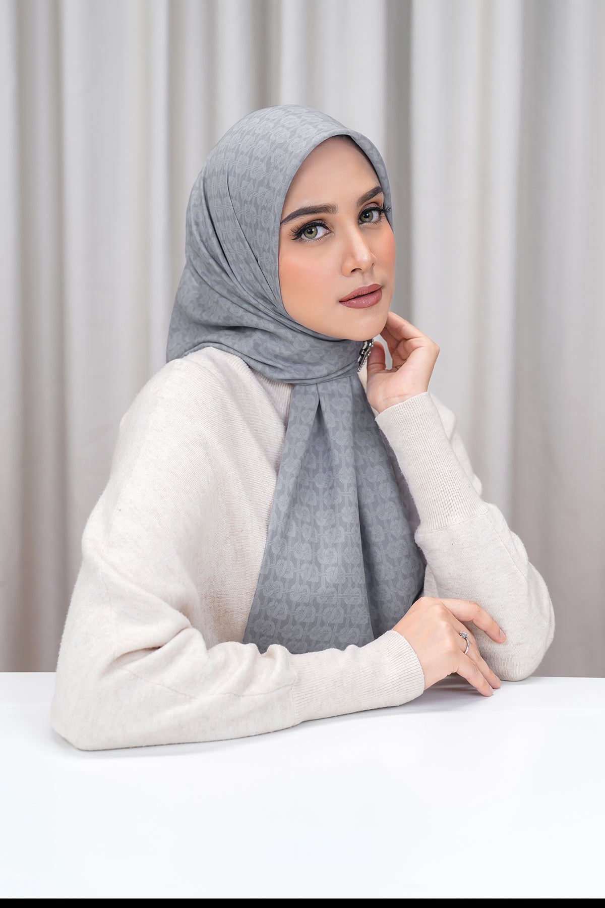 Hasır Voile Kare - Çelik Grisi