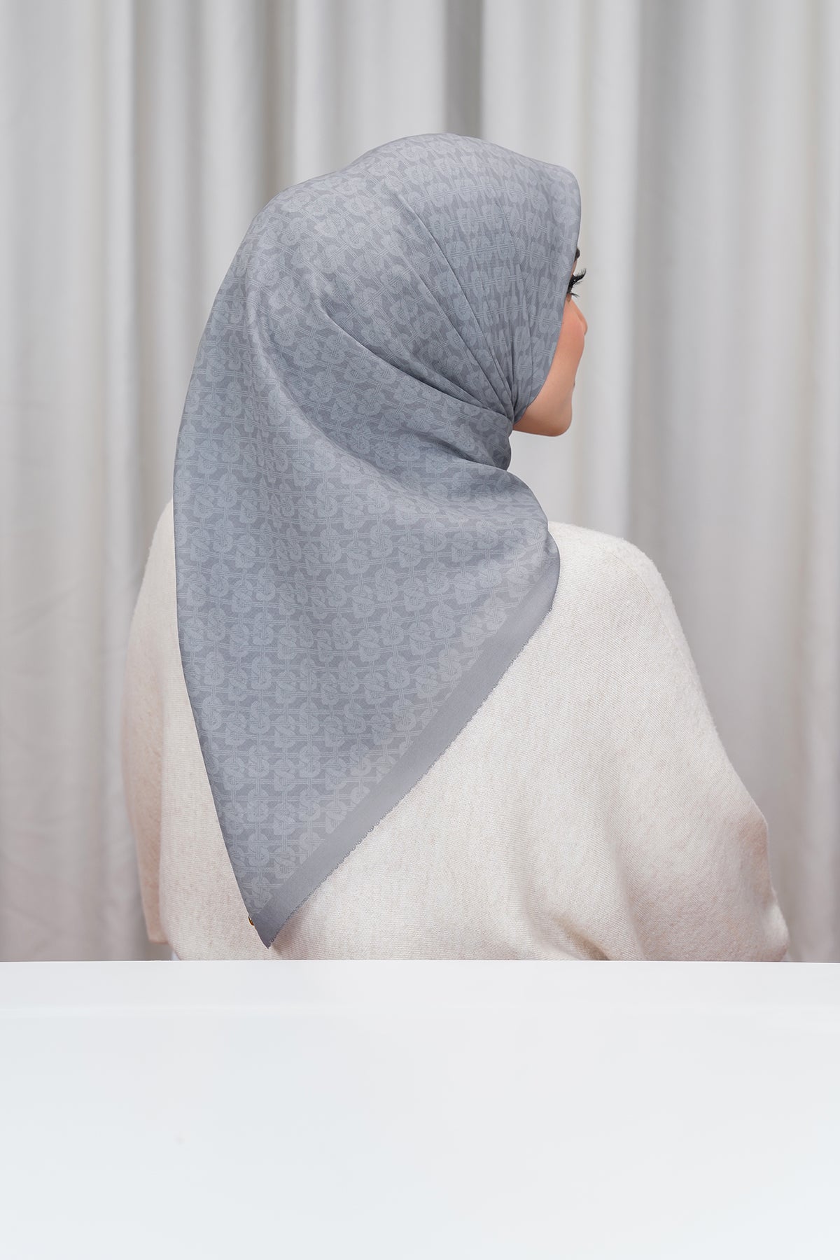 Hasır Voile Kare - Çelik Grisi