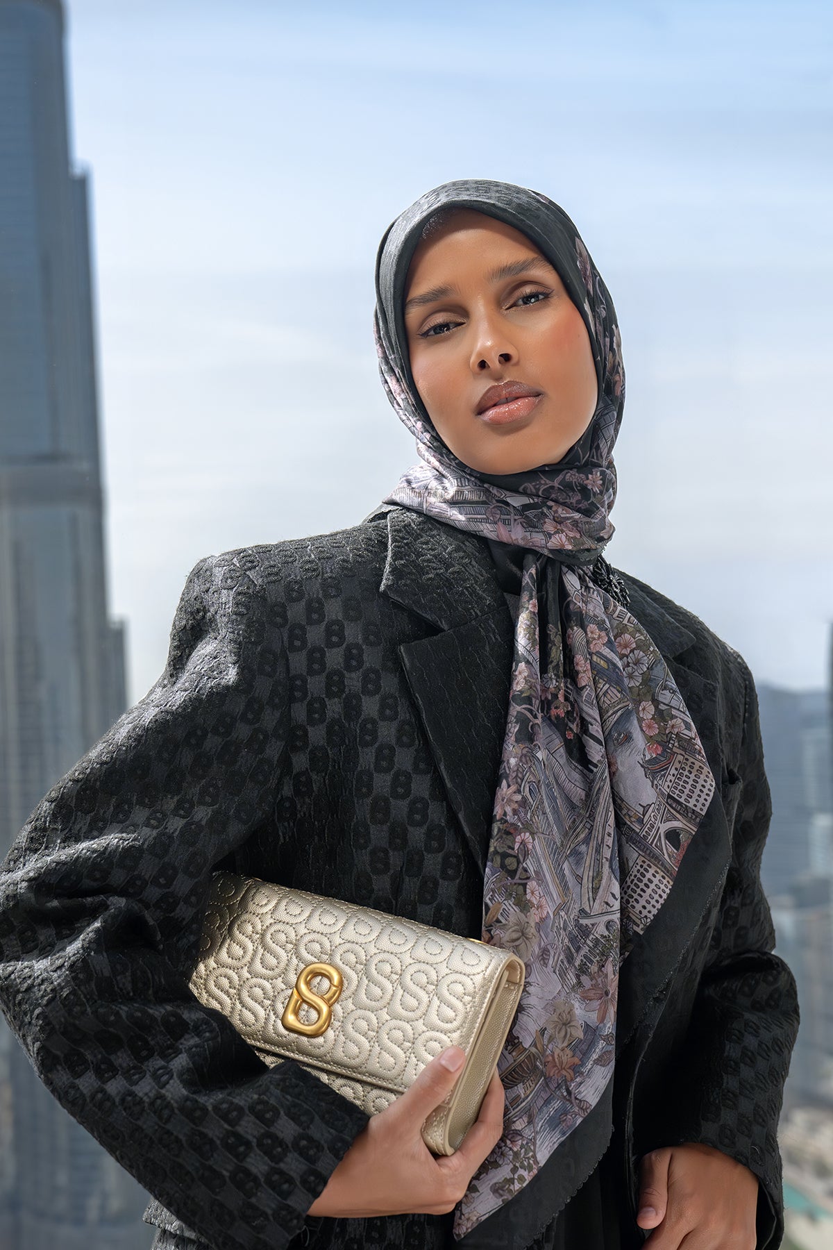 Dubai 2 Voile Kare - Siyah Ud