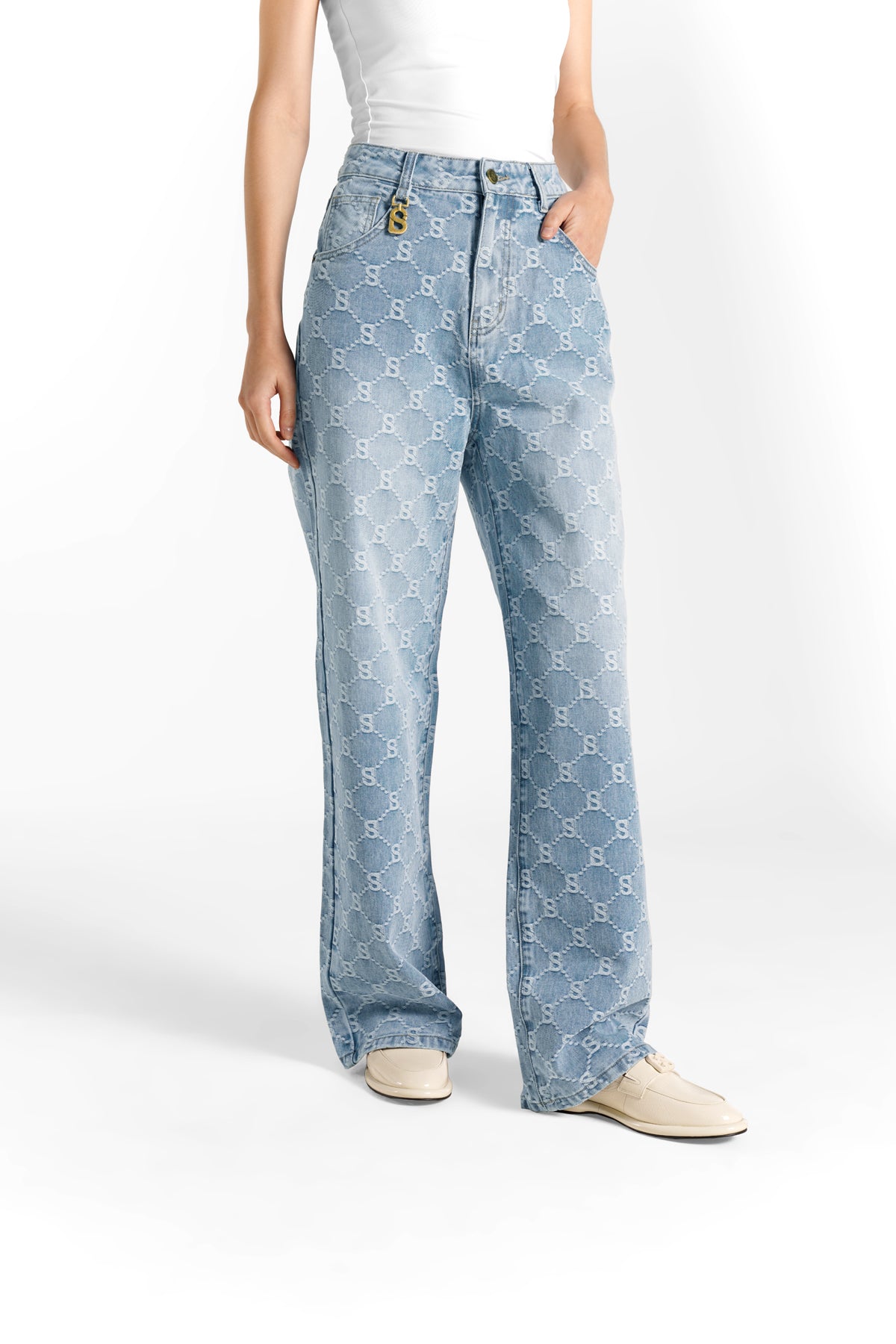 Beverly Geniş Paça Yüksek Bel Kot Pantolon - Açık Mavi