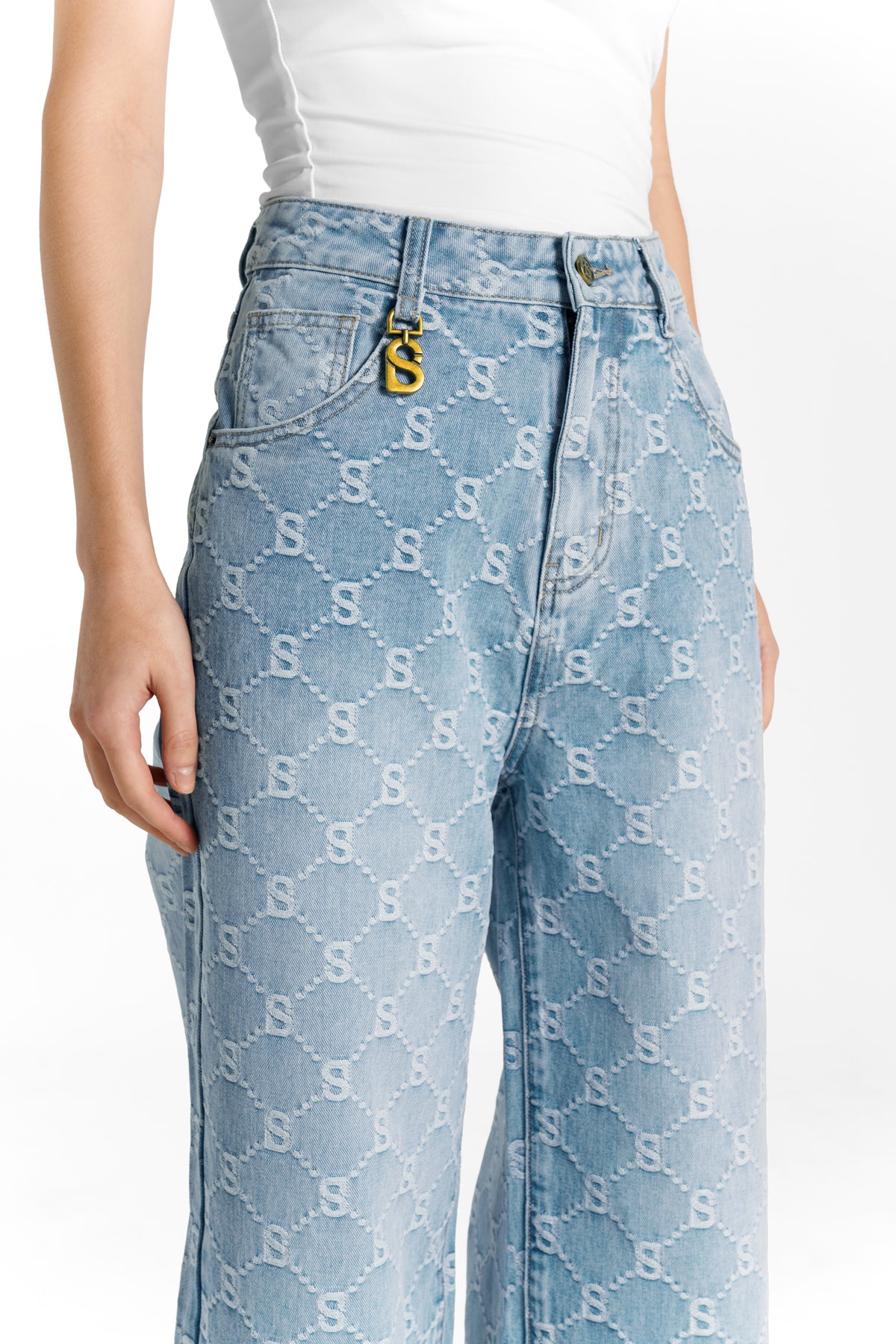 Beverly Geniş Paça Yüksek Bel Kot Pantolon - Açık Mavi