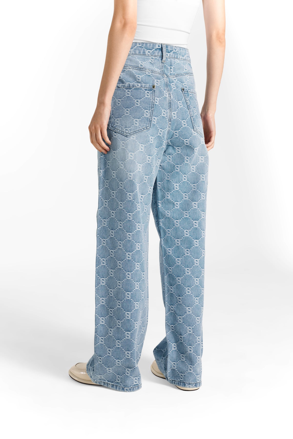 Beverly Geniş Paça Yüksek Bel Kot Pantolon - Açık Mavi