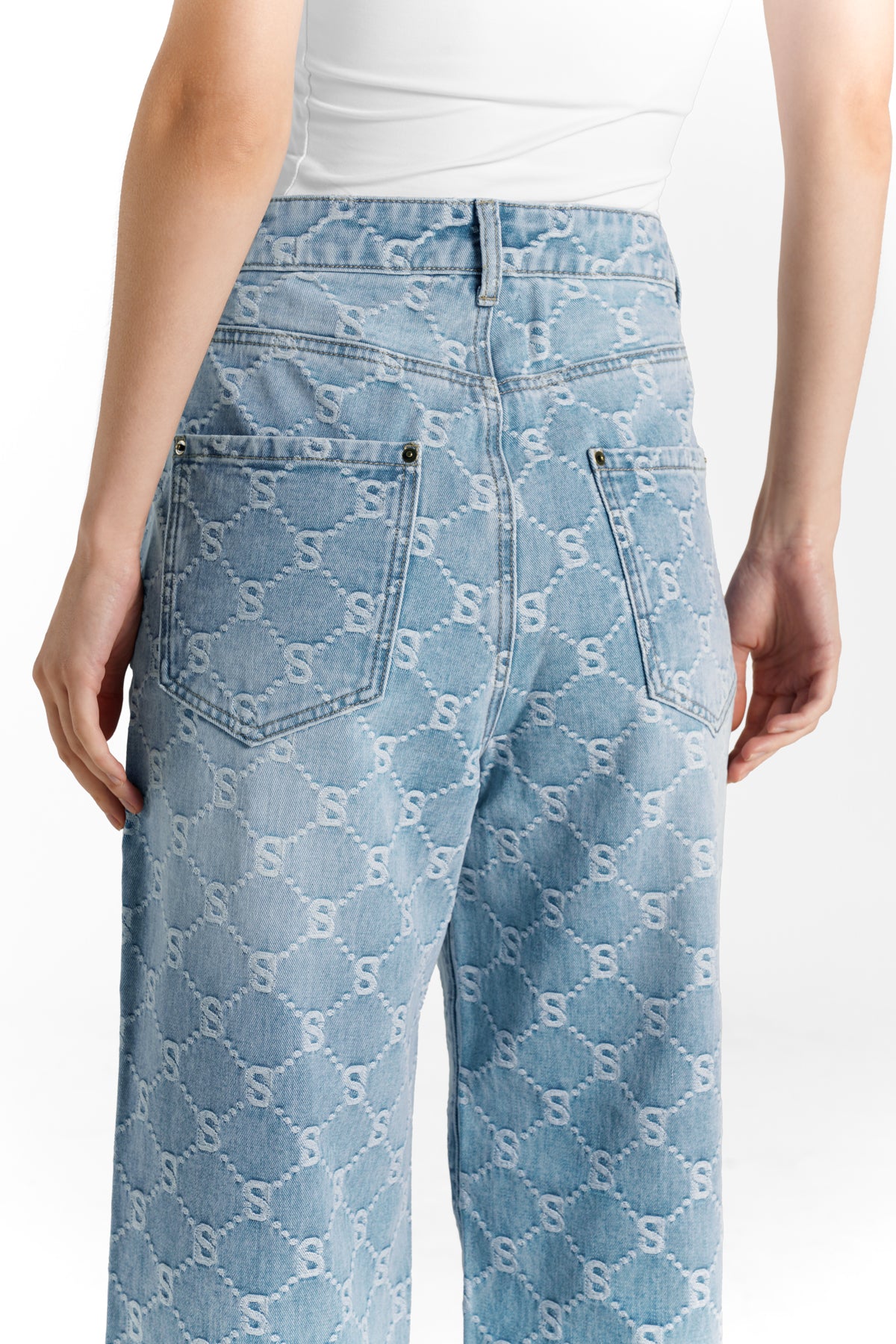 Beverly Geniş Paça Yüksek Bel Kot Pantolon - Açık Mavi