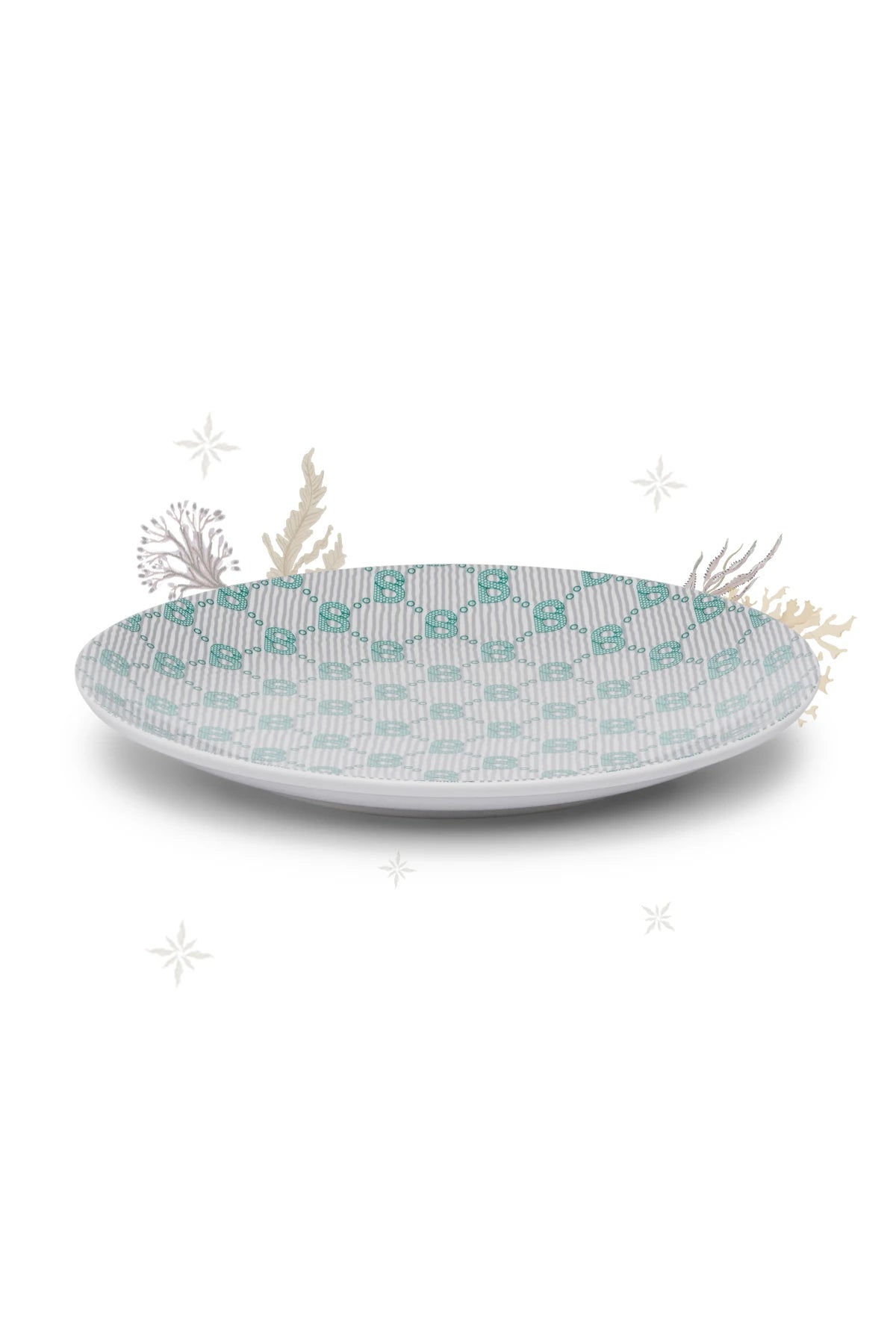 Beverly Monogram Dinner Plate - Teal