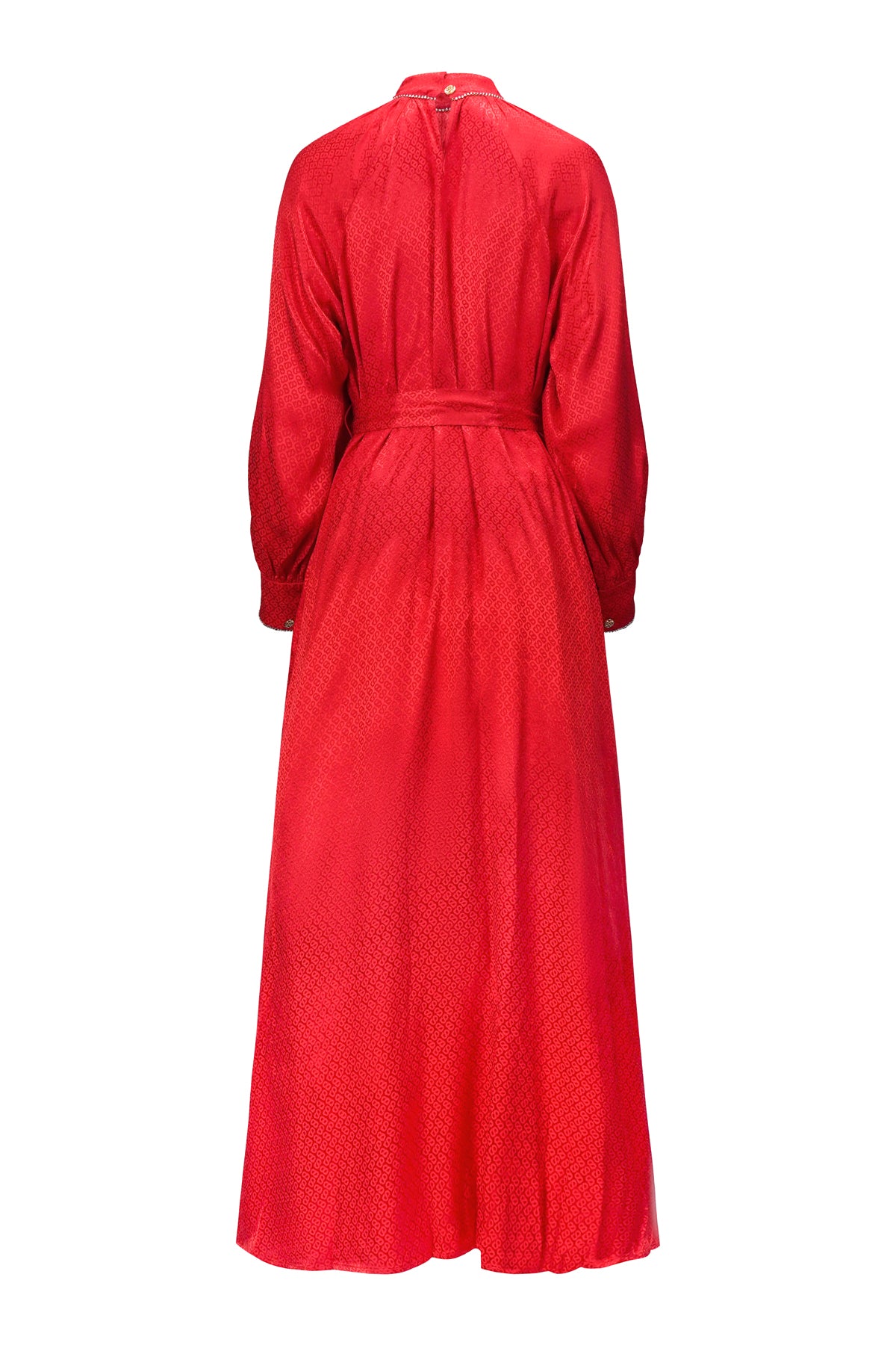 Claudia Monogram Pleated Dress - Red