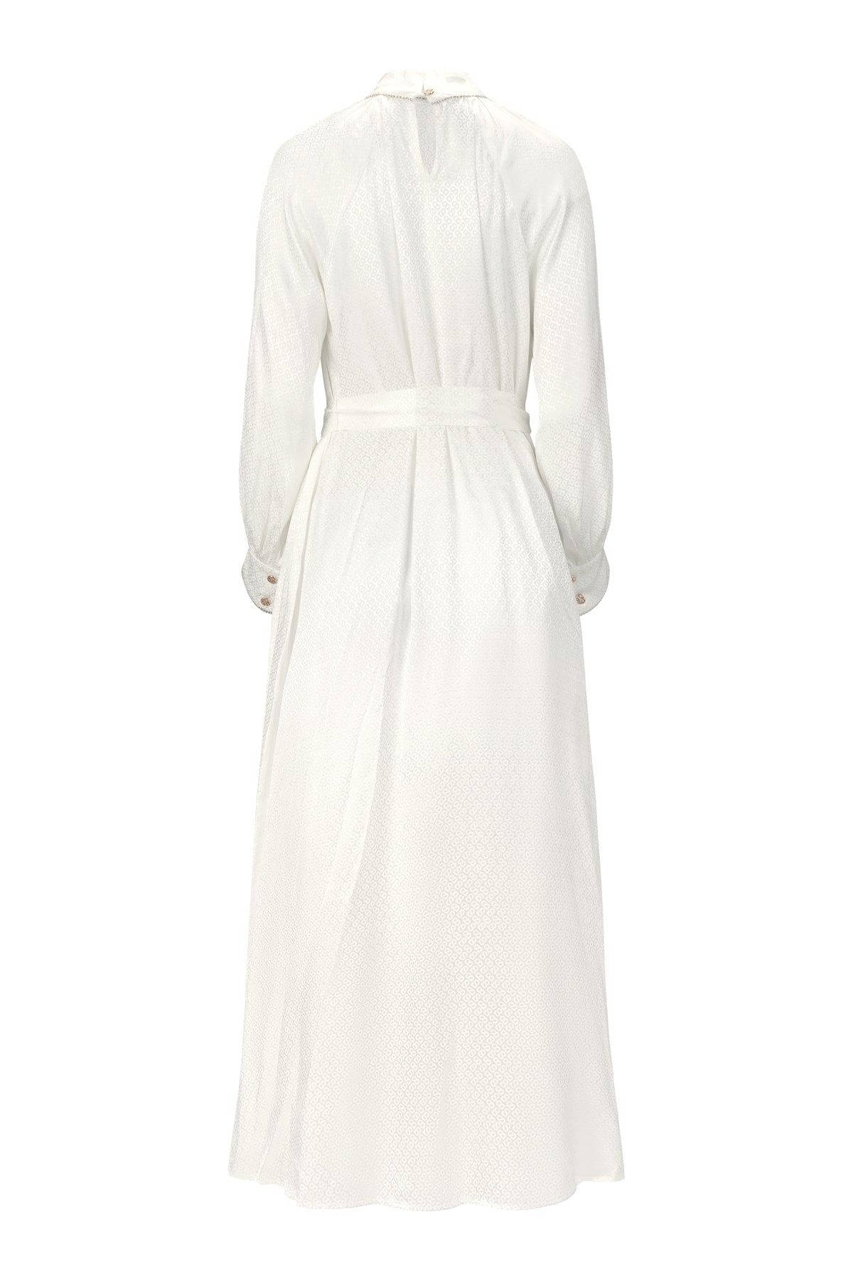 Claudia Monogram Pleated Dress - White