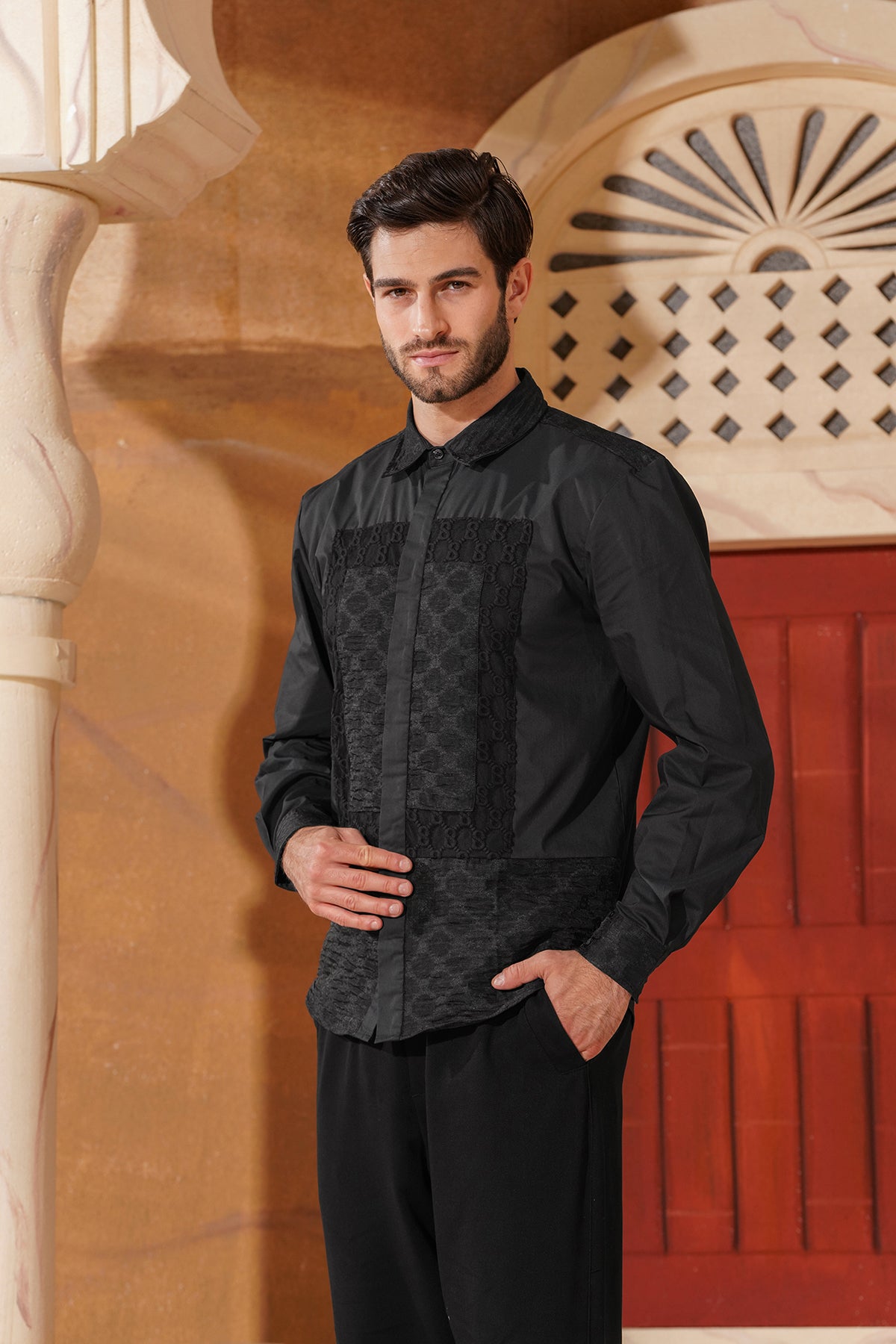 Monogram Erkek Gömlek - Siyah