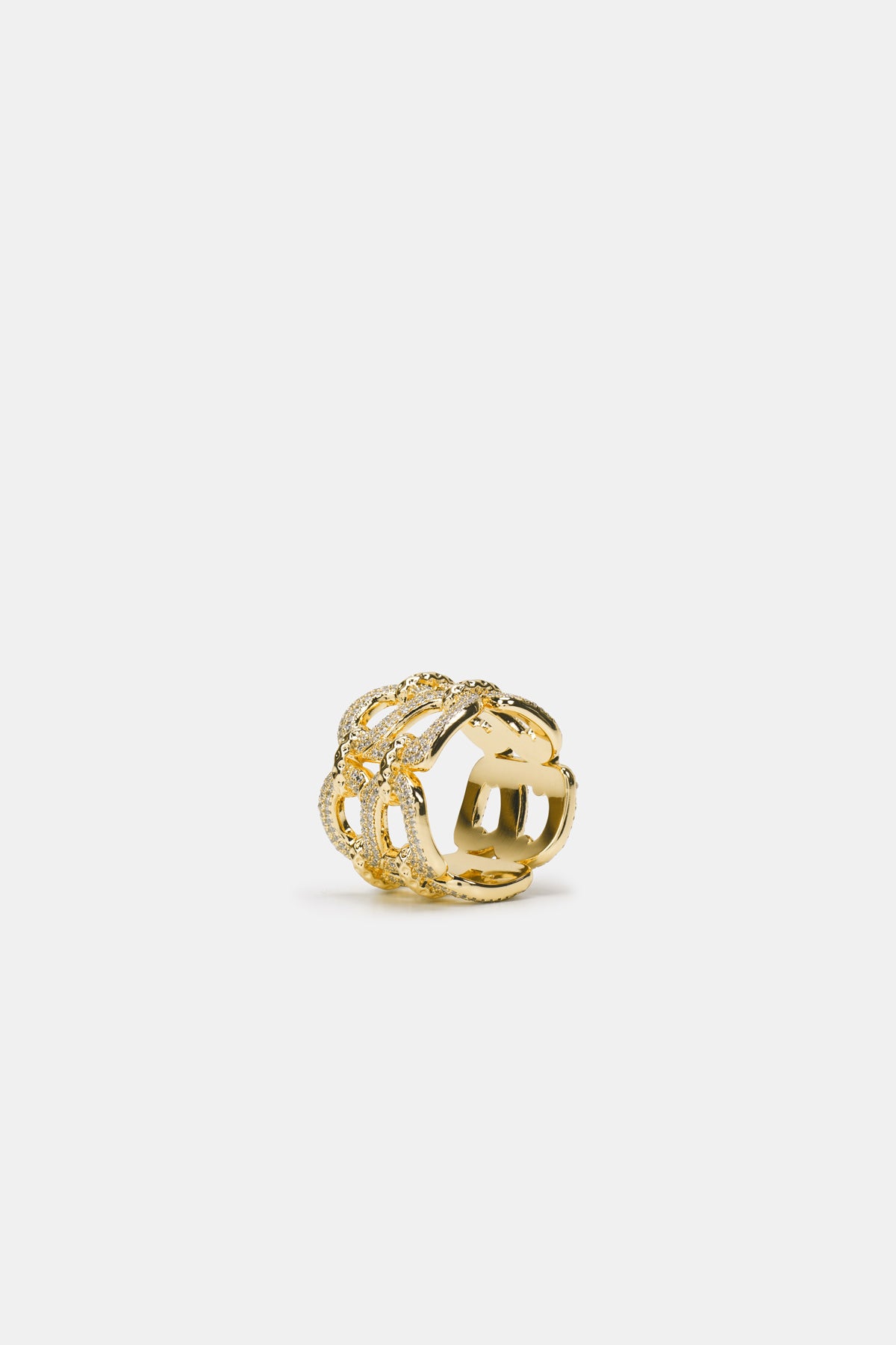 Deux Crystal Ring Brooch - Gold