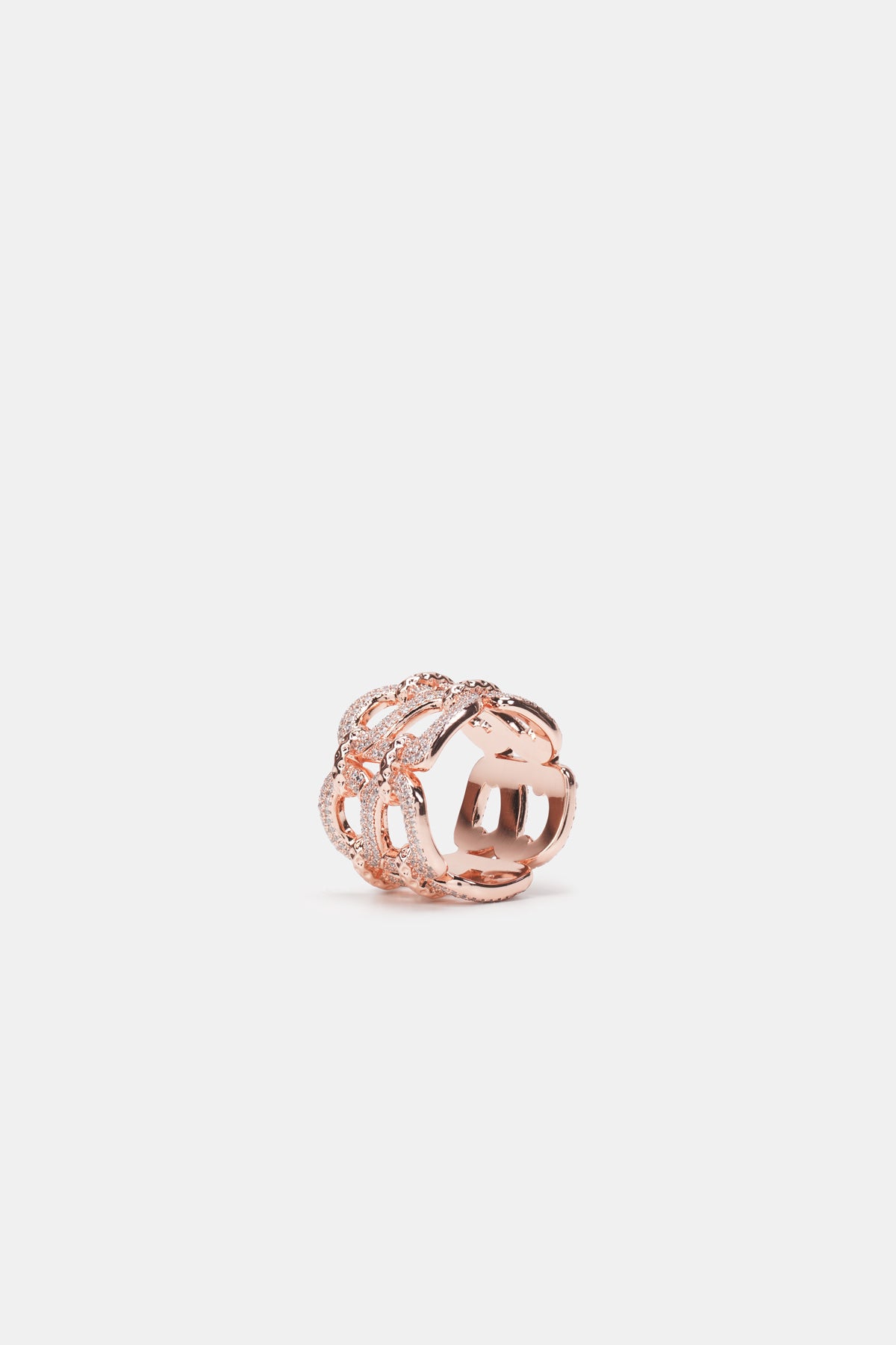 Deux Crystal Ring Brooch - Rose Gold