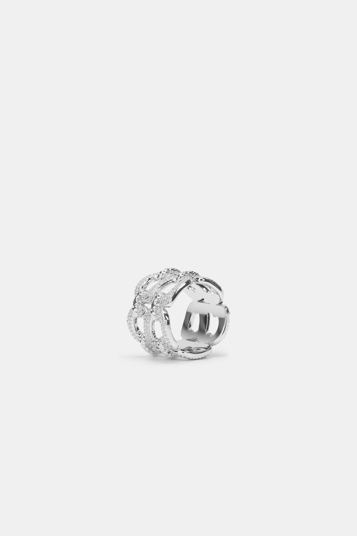 Deux Crystal Ring Brooch - Silver