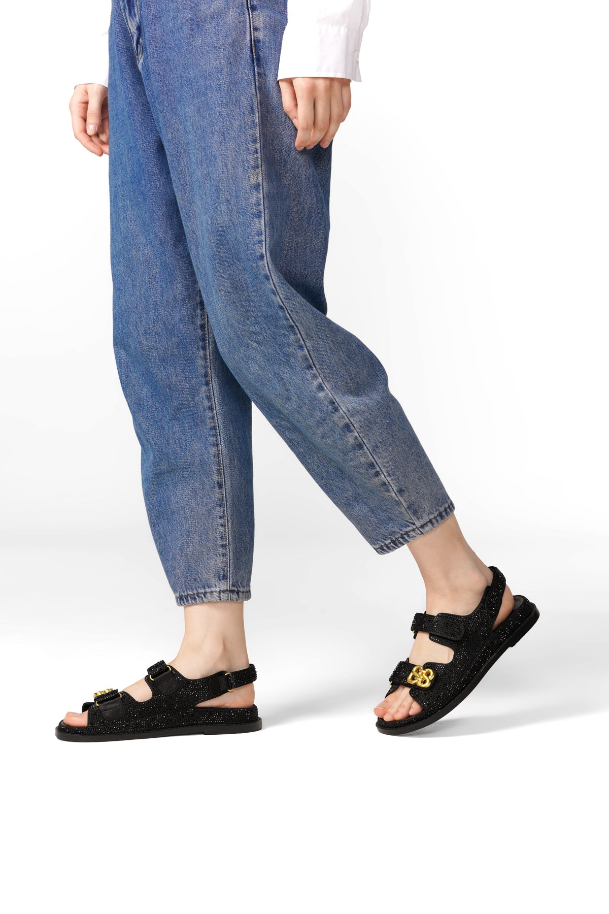 Deux Çift Askı - Siyah Taşlı