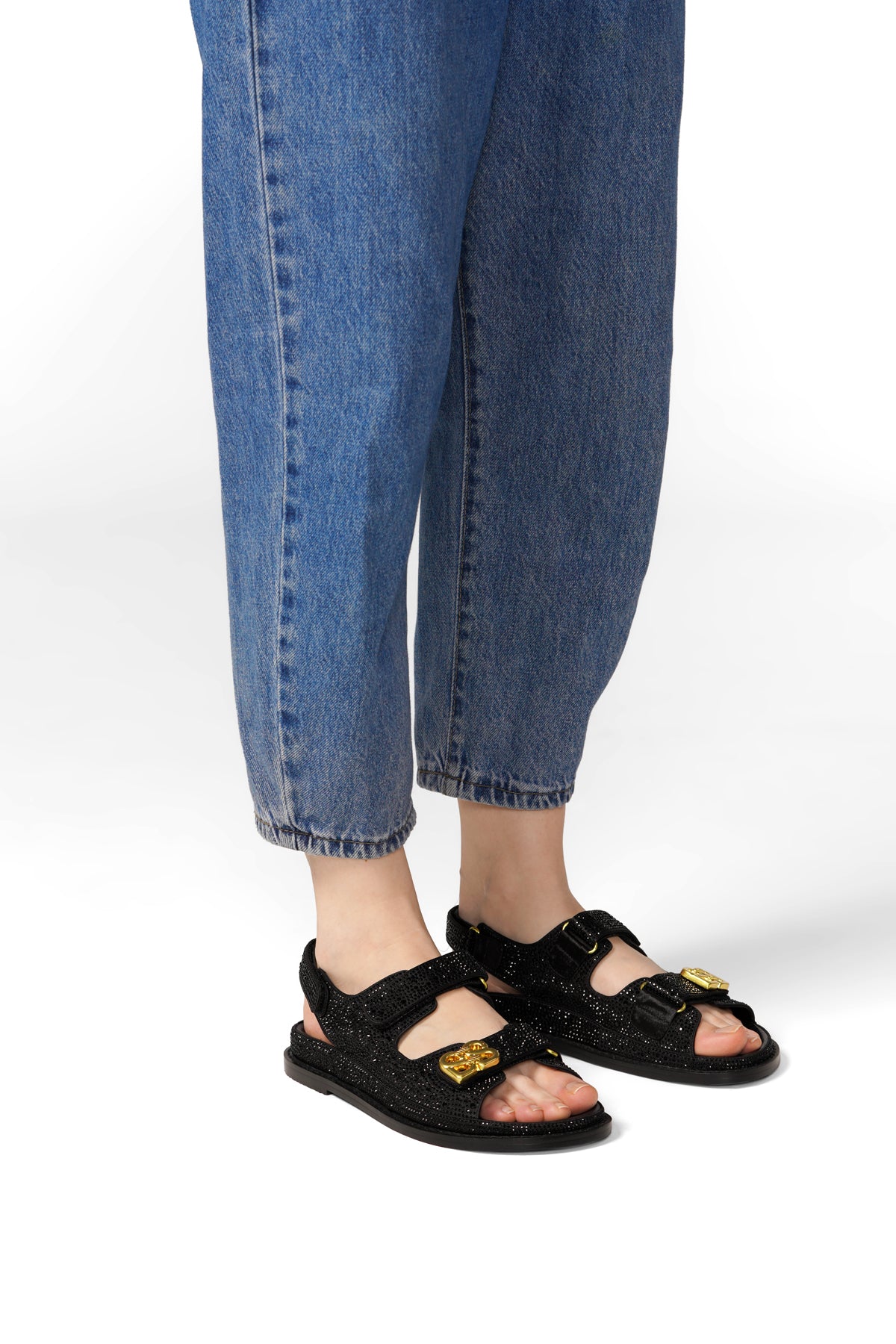 Deux Çift Askı - Siyah Taşlı