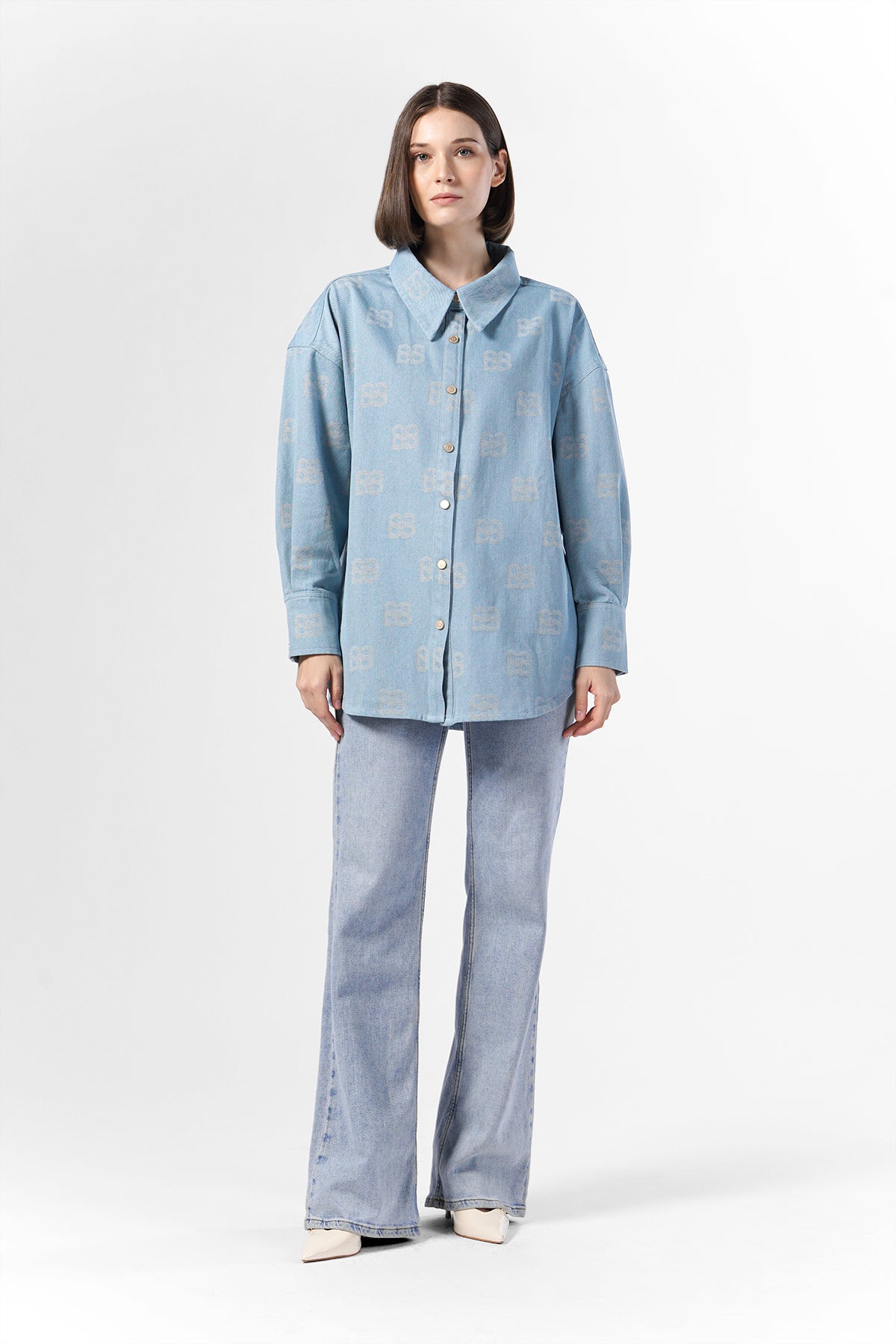 Deux Oversized Denim Shirt - Blue