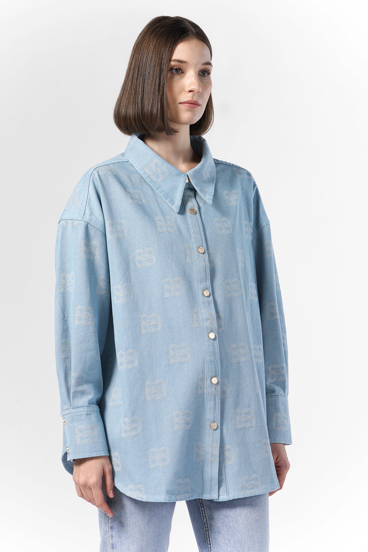 Deux Oversized Denim Shirt - Blue