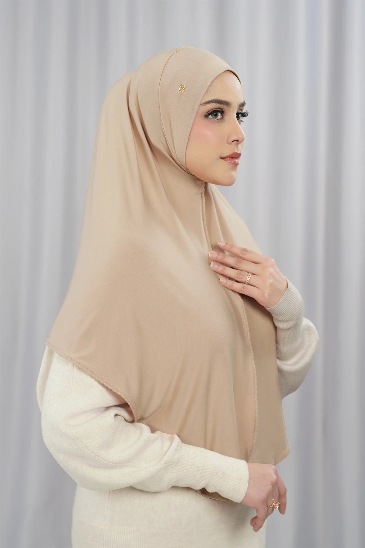 everyday jersey slip-on scarf in wheat by buttonscarves