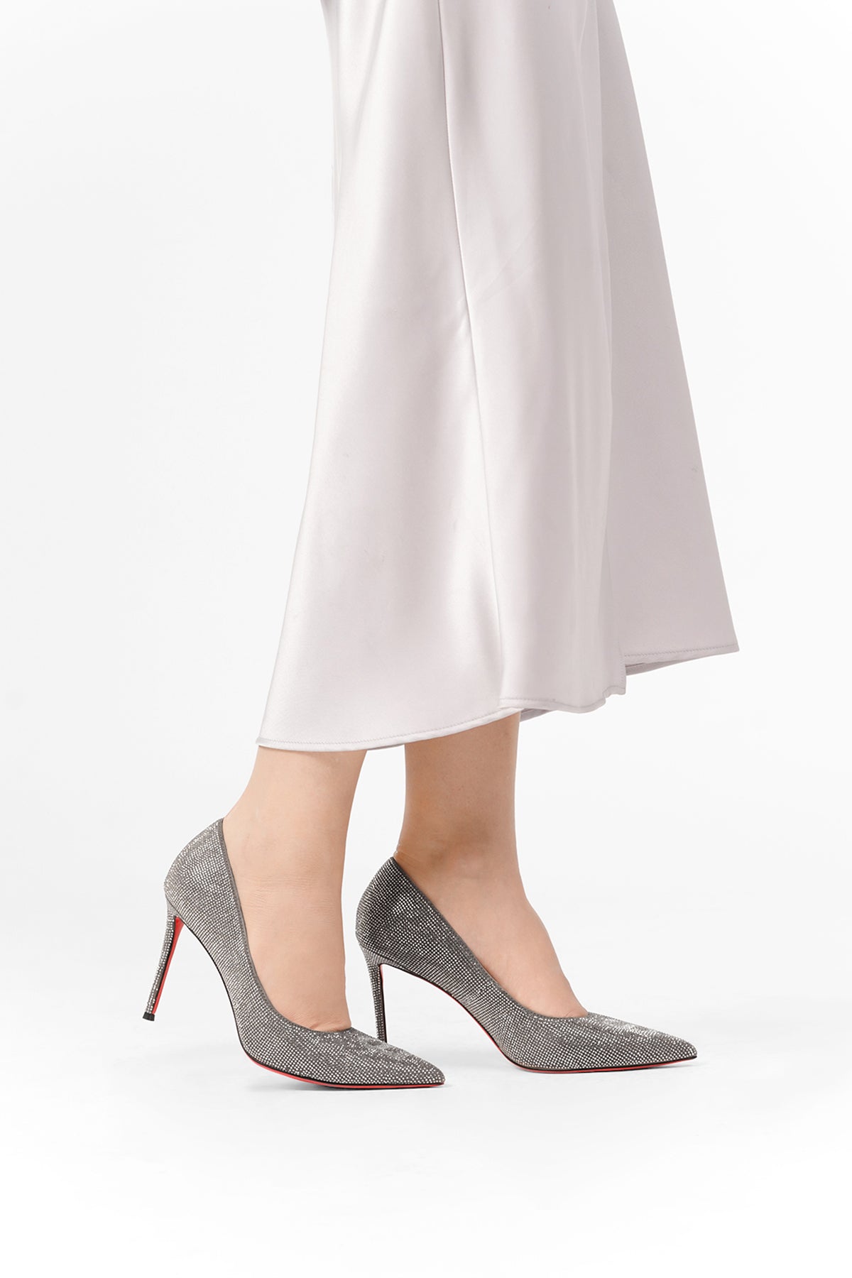 Glitz Topuklu Ayakkabılar - Gümüş