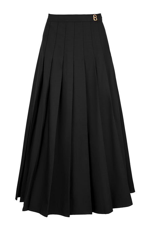 Greta Pleated Skirt - Black
